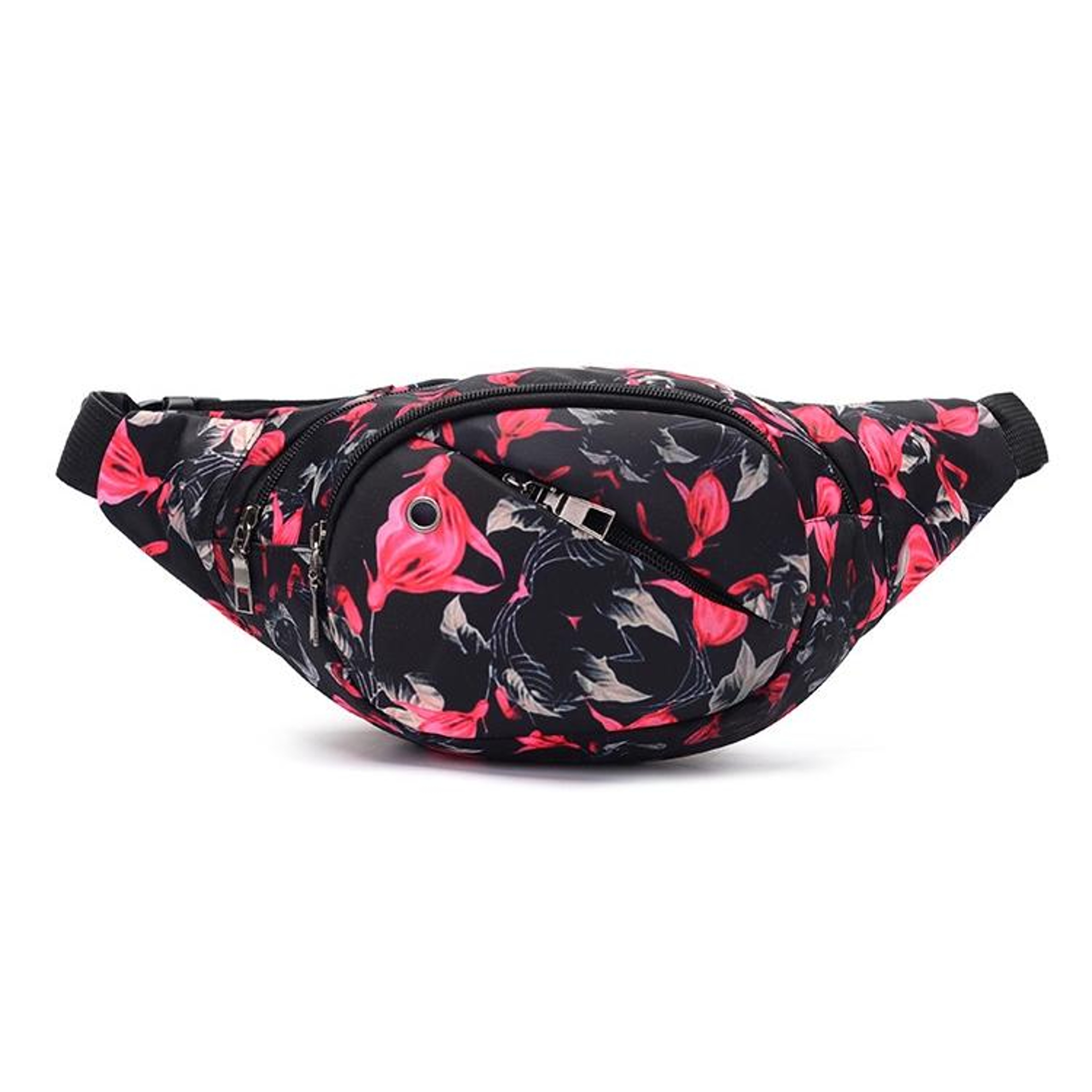 Womens Floral PU Leather Waist Bag with Adjustable Strap and Zipper Pocket – view 1