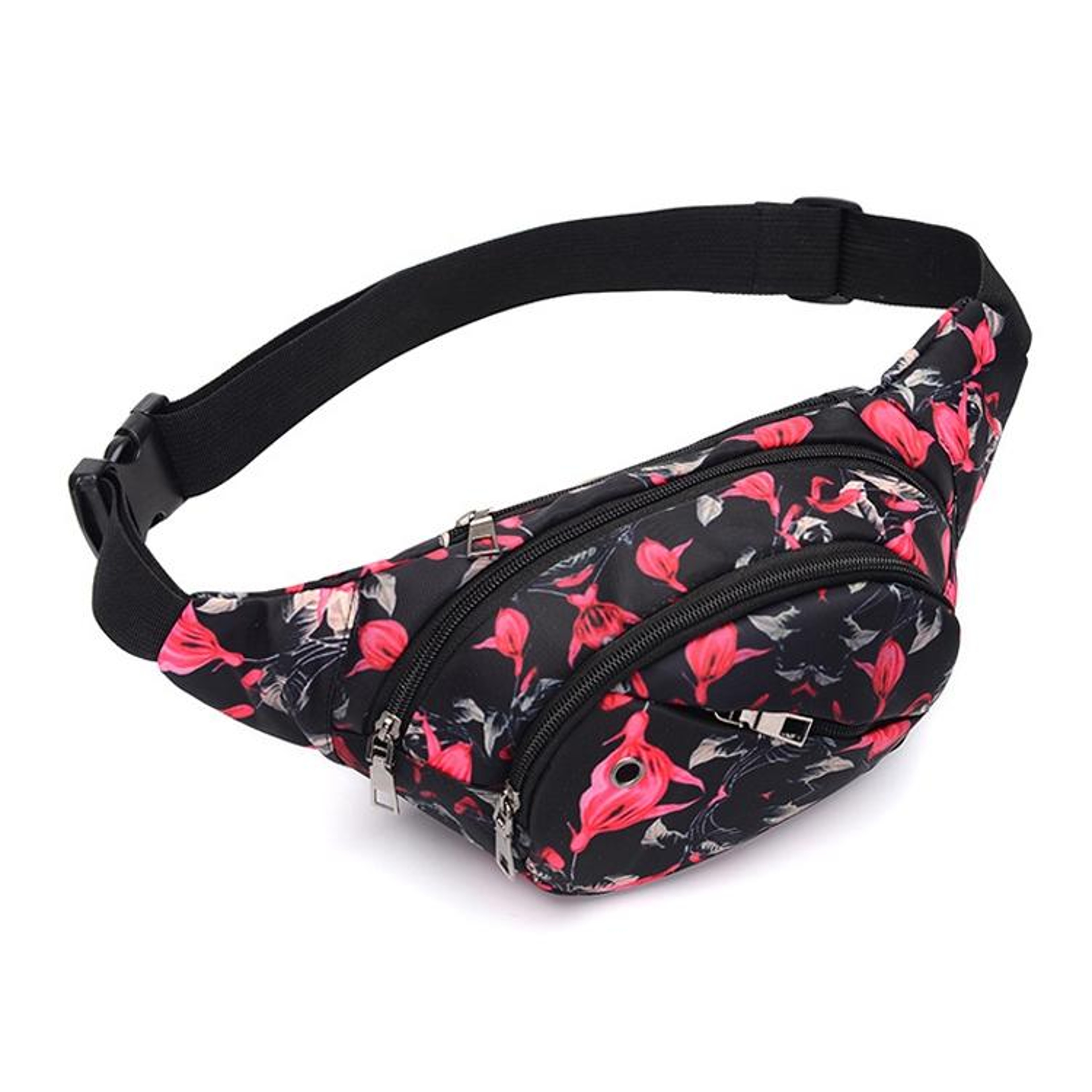 Womens Floral PU Leather Waist Bag with Adjustable Strap and Zipper Pocket – view 2