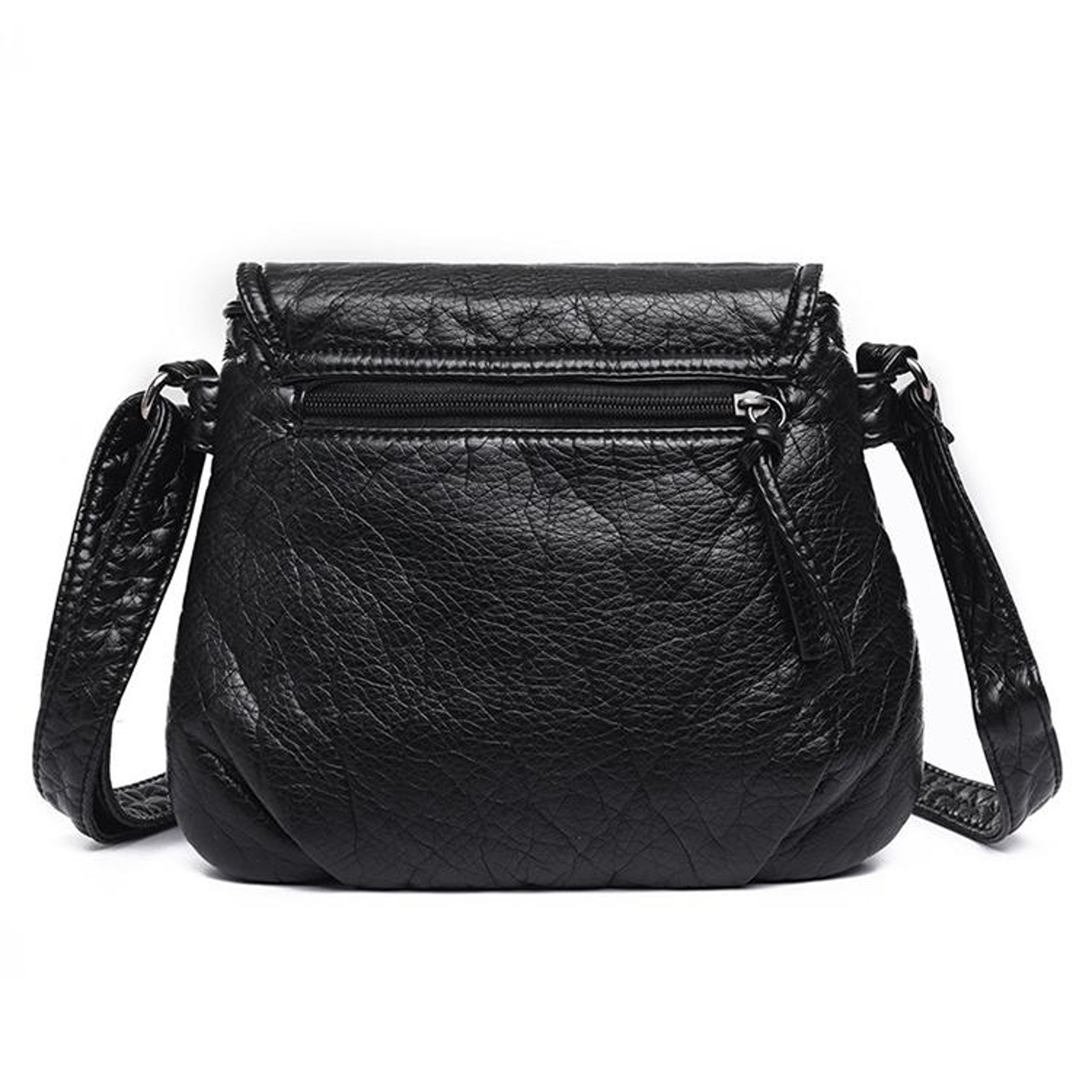 Womens Soft PU Leather Messenger Bag with Flap Closure and Multiple Pockets – view 4