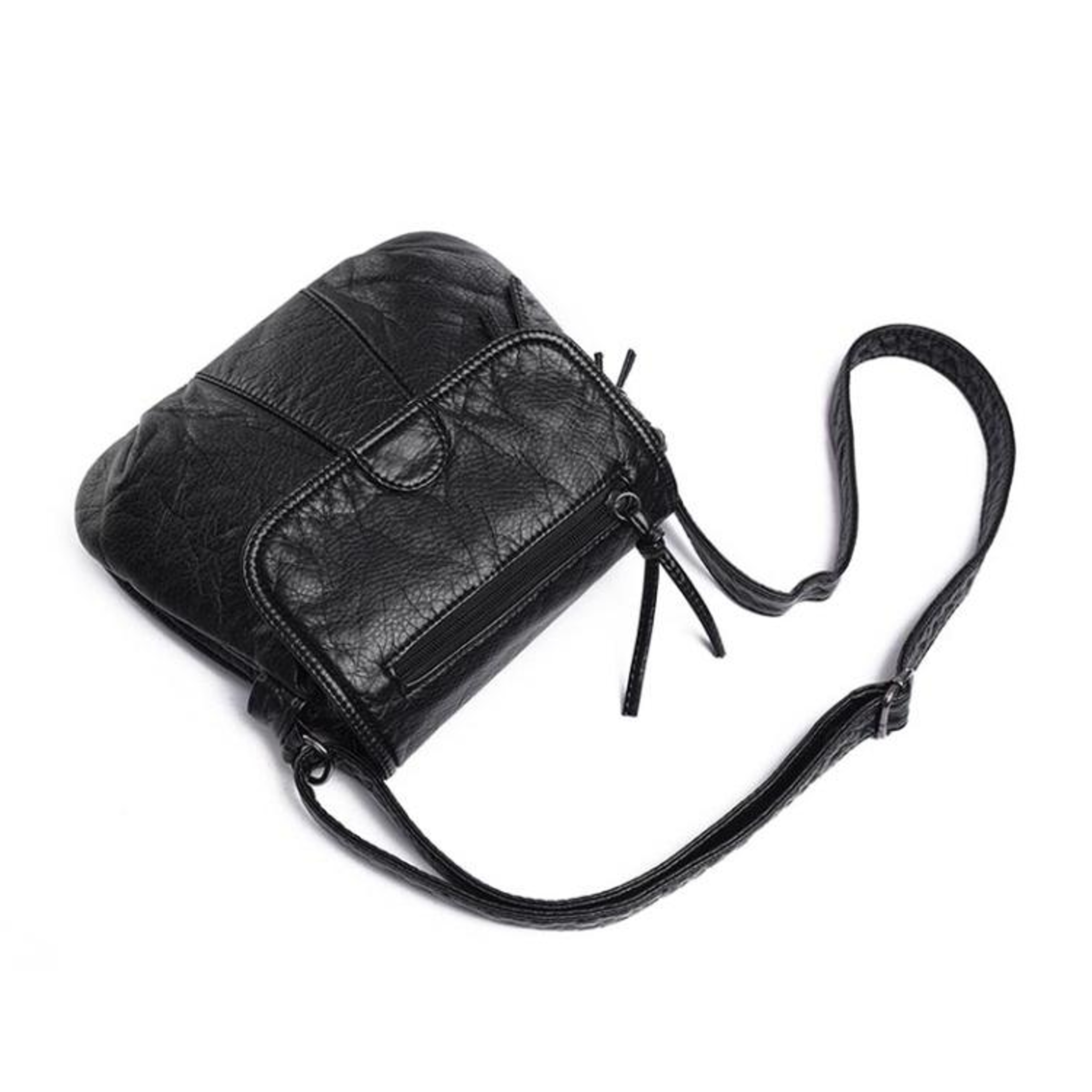 Womens Soft PU Leather Messenger Bag with Flap Closure and Multiple Pockets – view 5