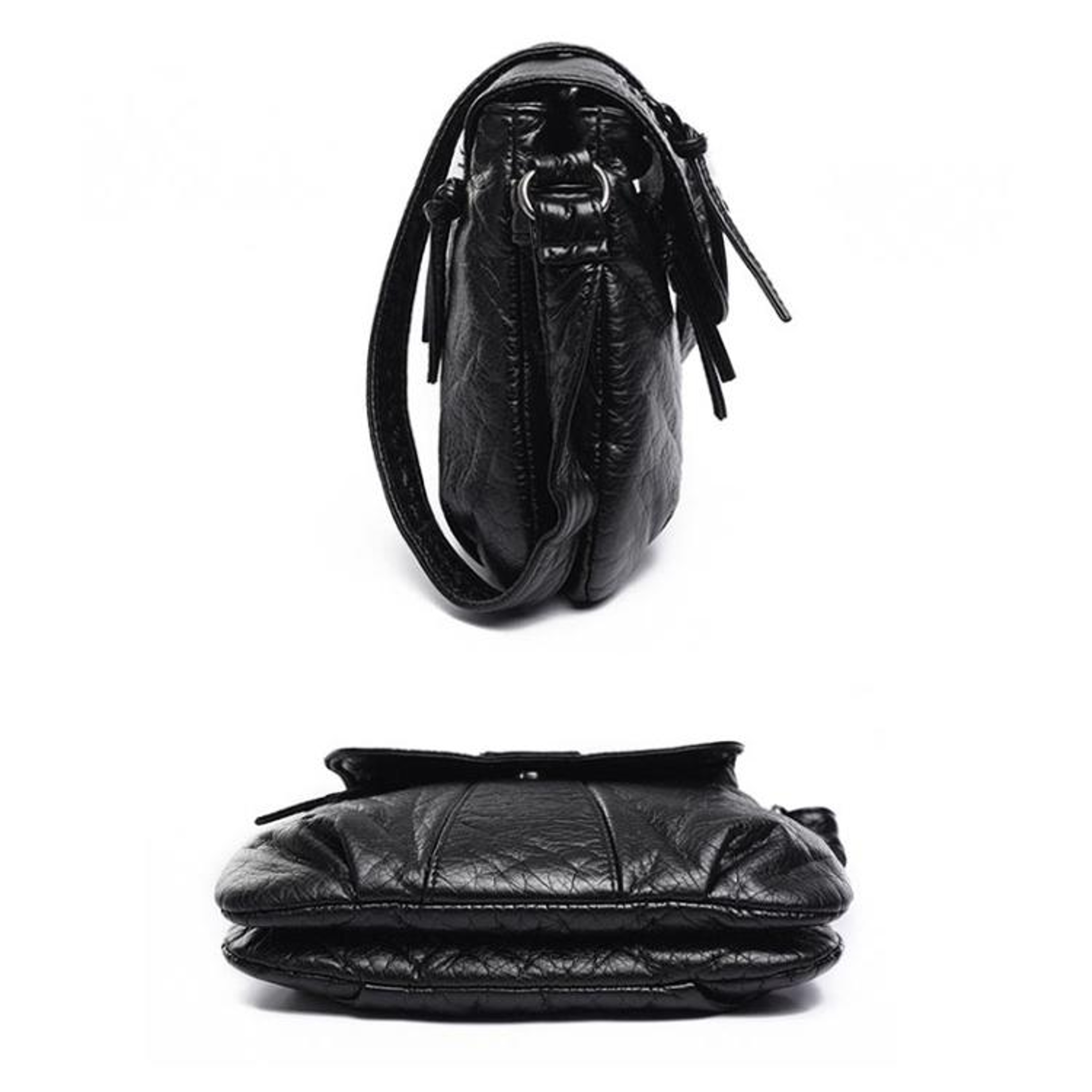 Womens Soft PU Leather Messenger Bag with Flap Closure and Multiple Pockets – view 6