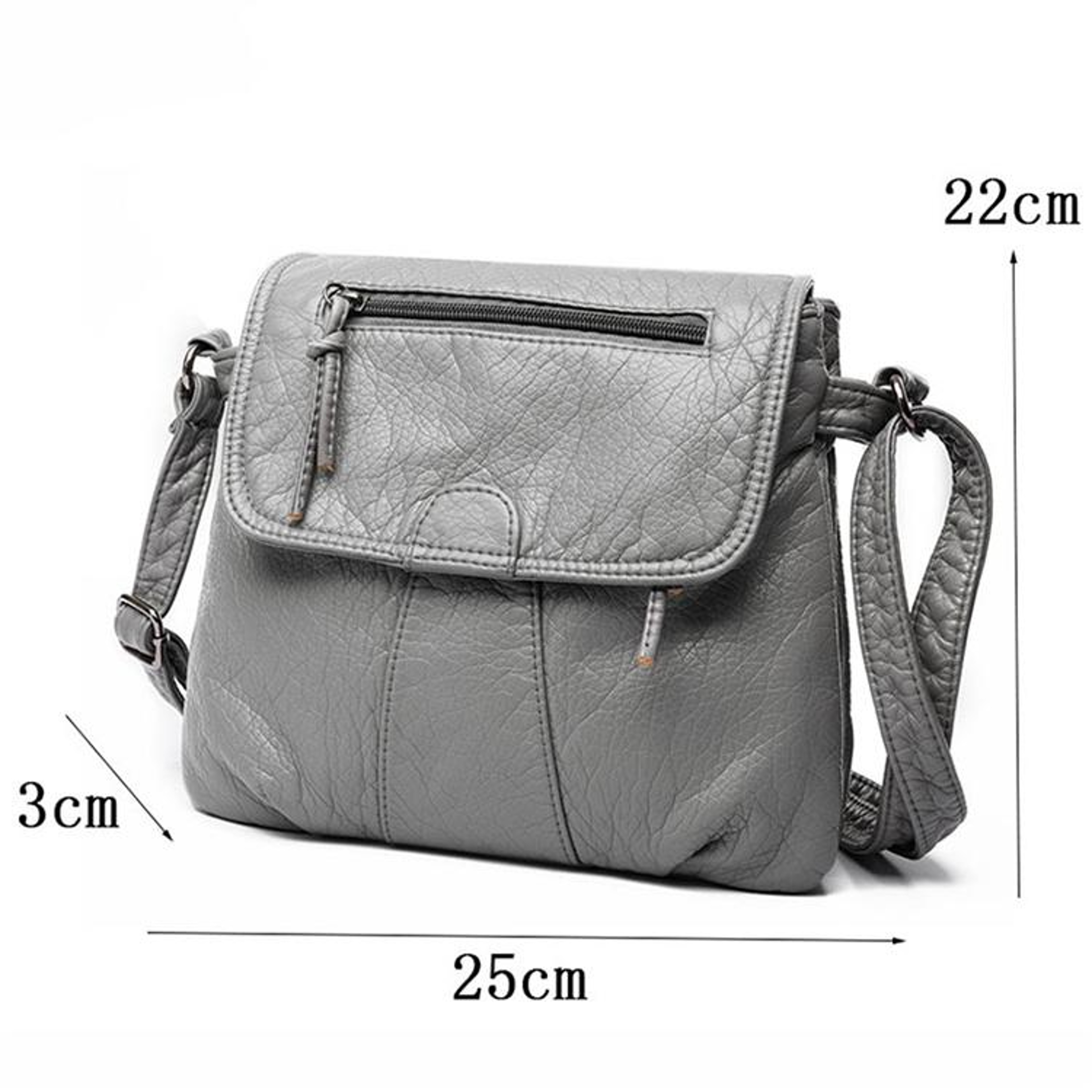 Womens Soft PU Leather Messenger Bag with Flap Closure and Multiple Pockets – view 7