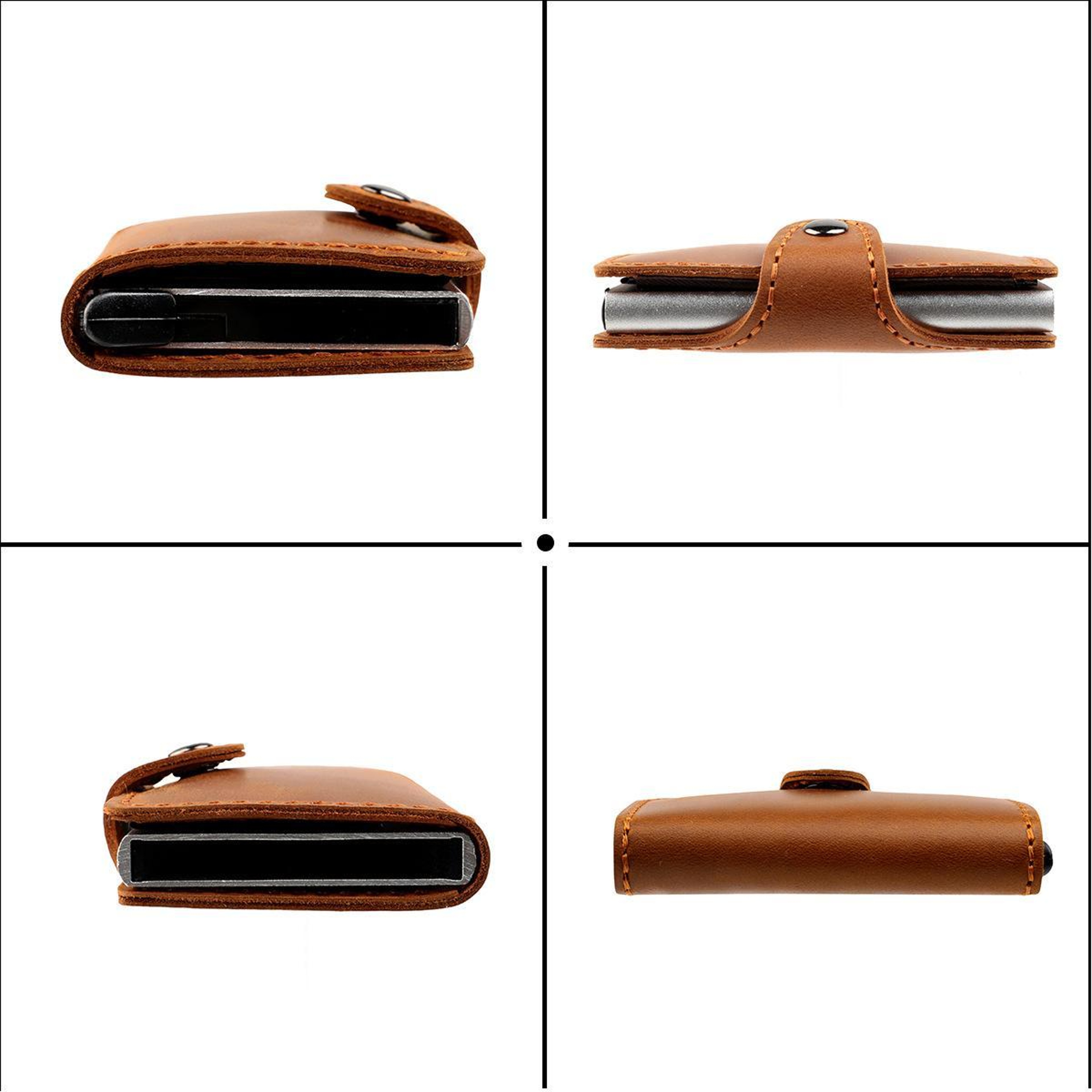 Genuine Leather RFID Card Holder with Automatic Pop Up Aluminum Case – view 11