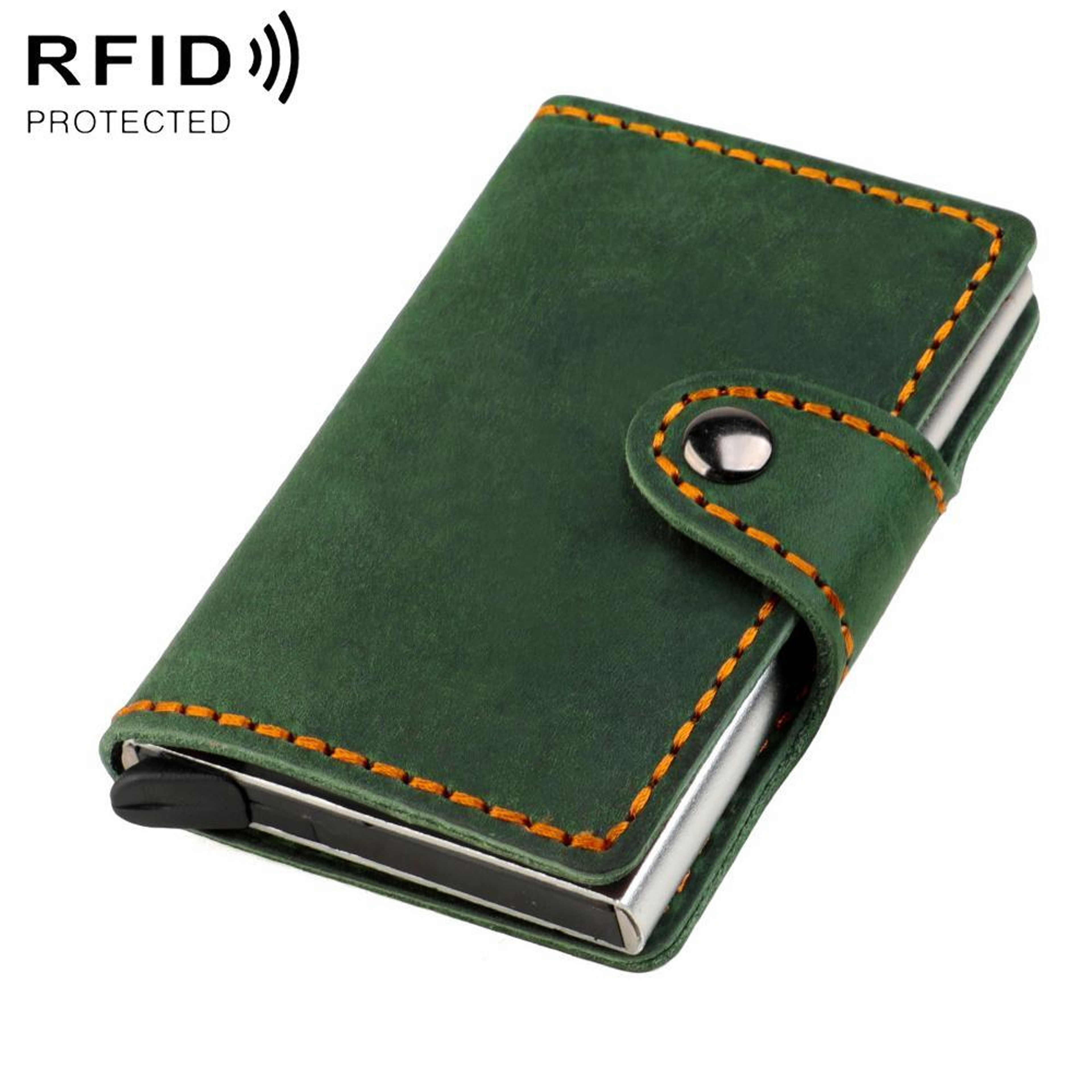 Genuine Leather RFID Card Holder with Automatic Pop Up Aluminum Case – view 18