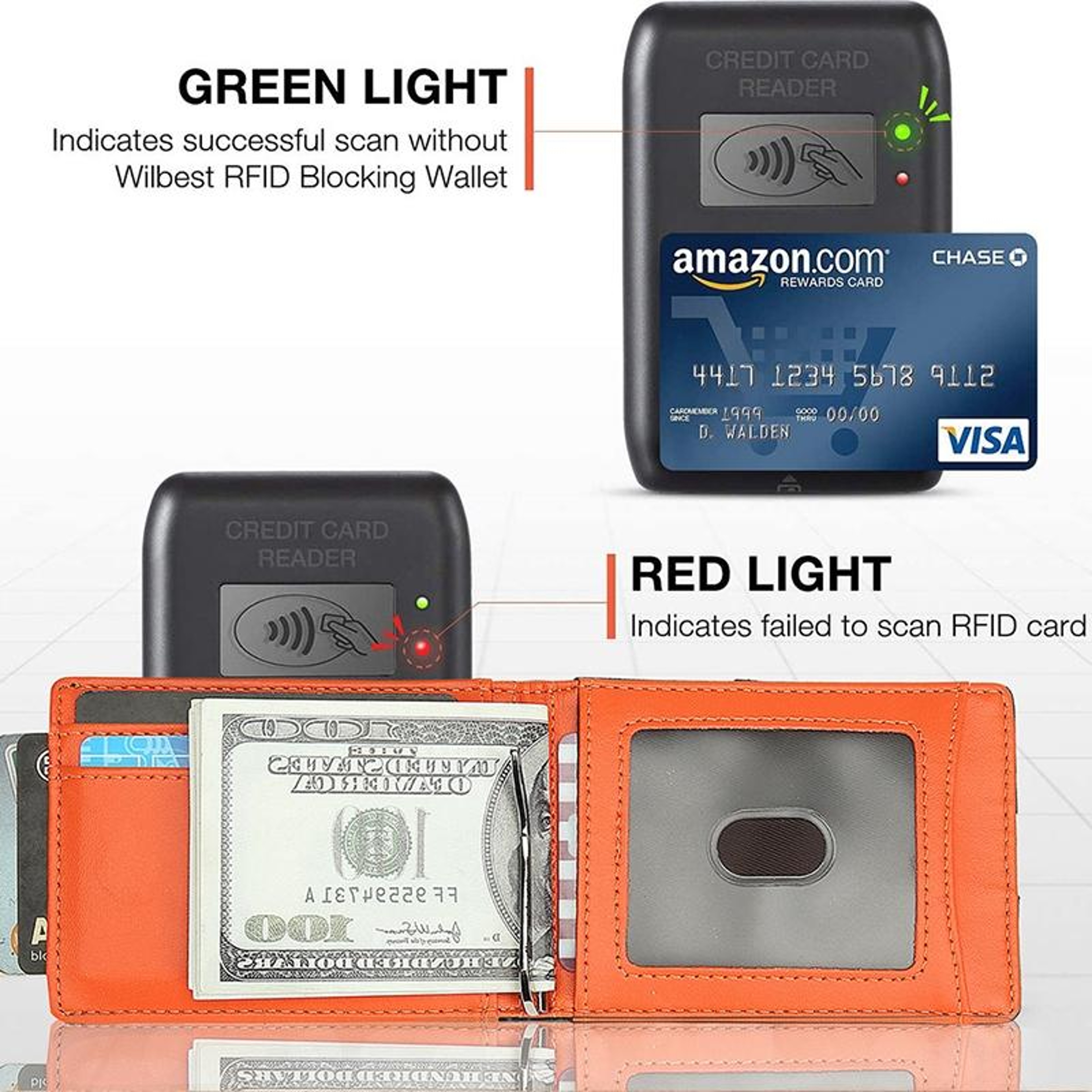 Mens Carbon Fiber and PU Leather Bifold Business Wallet with Money Clip – view 6
