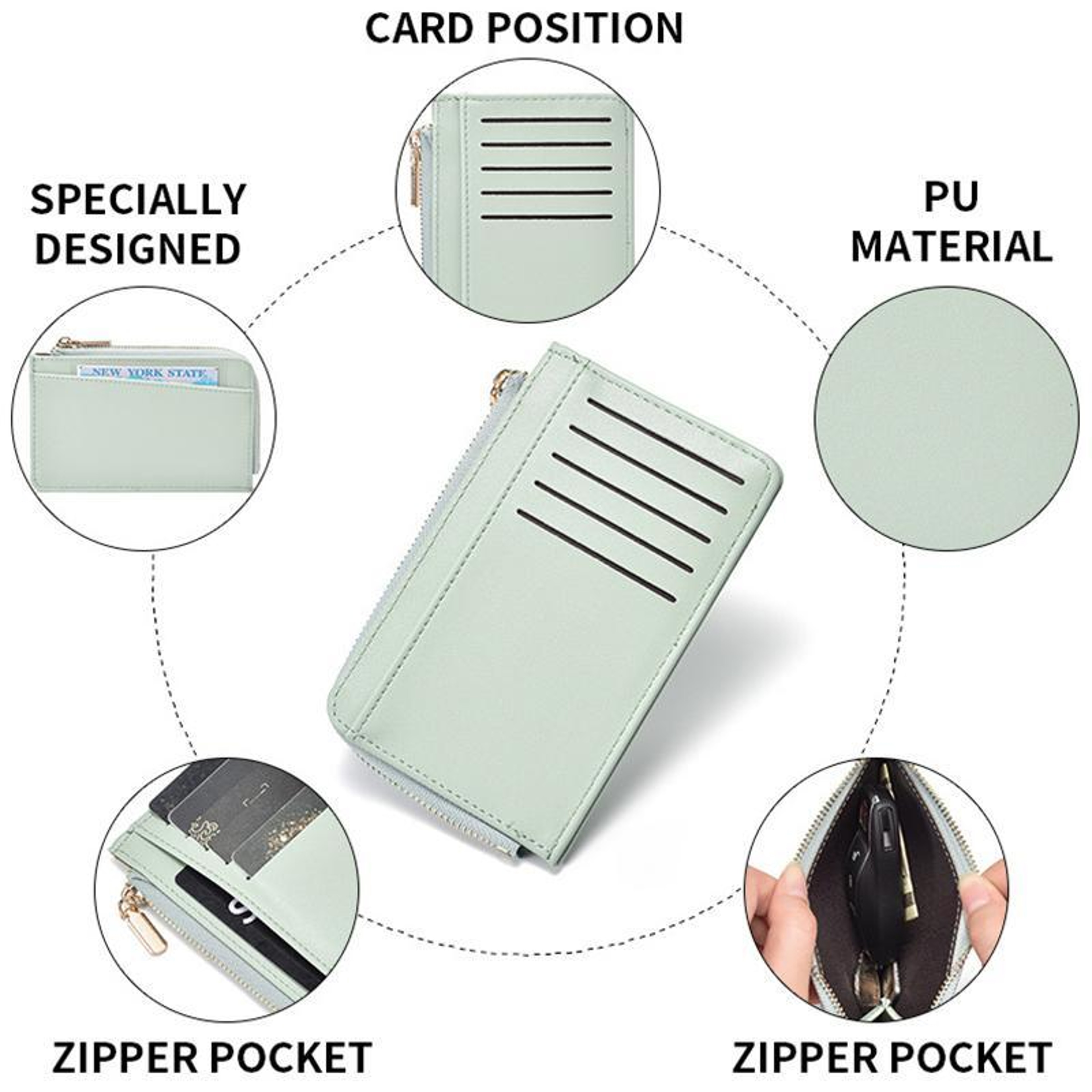 Womens PU Coin Purse with Zipper and Card Slot Compact Mini Wallet – view 8
