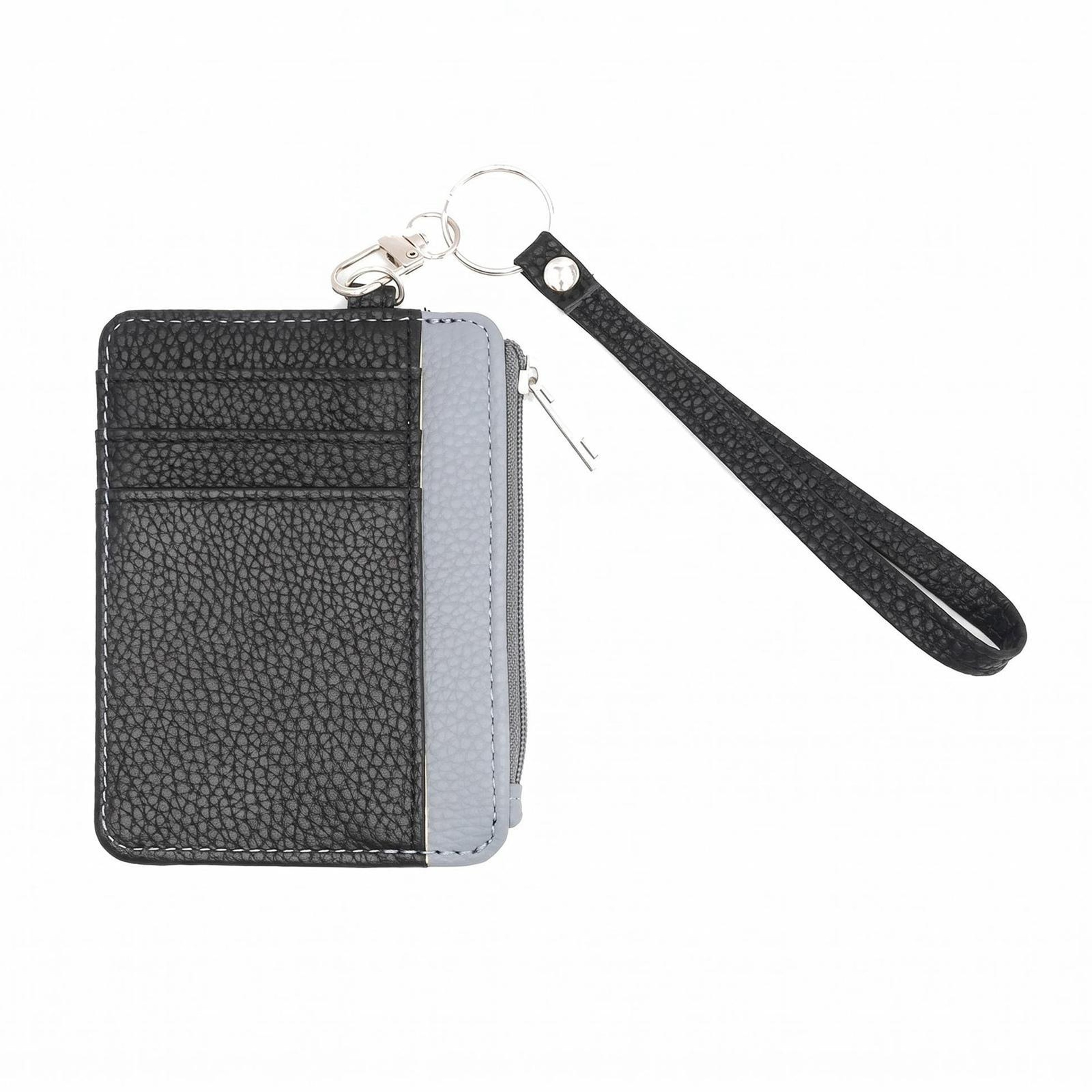 PU Leather Card Holder Wallet with Zipper Coin Pocket and Detachable Wrist Strap – view 2