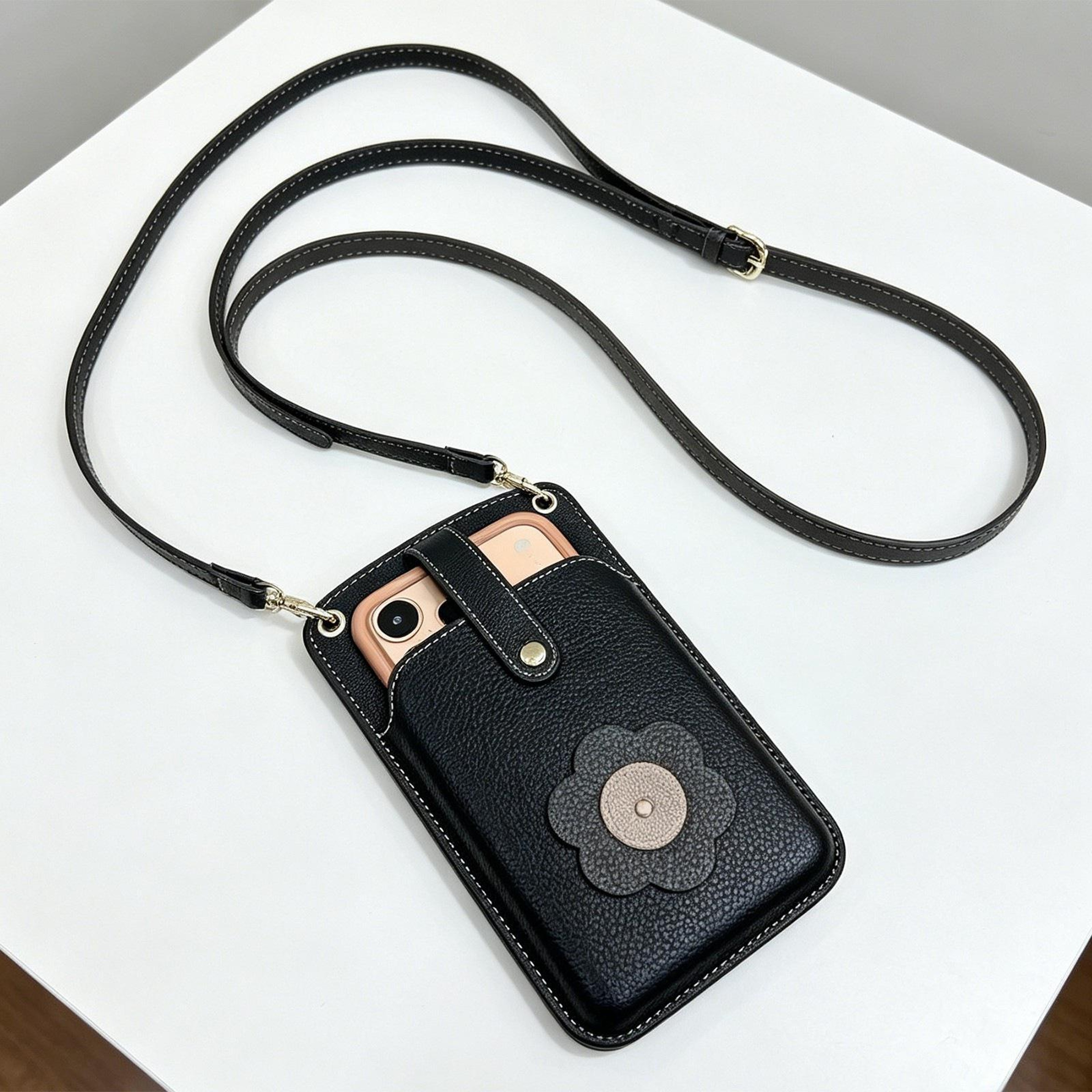 Flower Buckle PU Leather Crossbody Phone Bag with Touchscreen Window – view 7