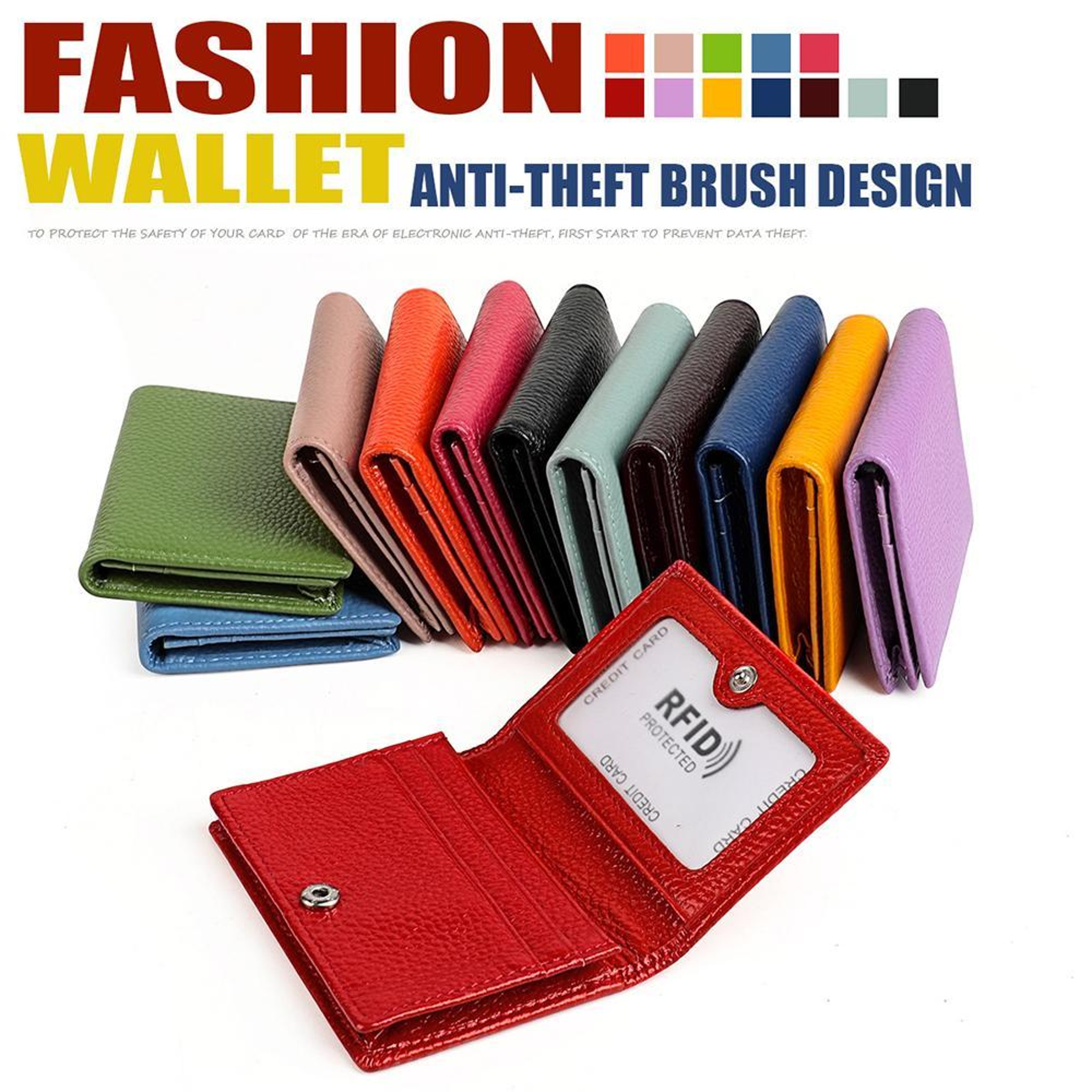 RFID Blocking Genuine Leather Card Holder Wallet with Bifold Design – view 2