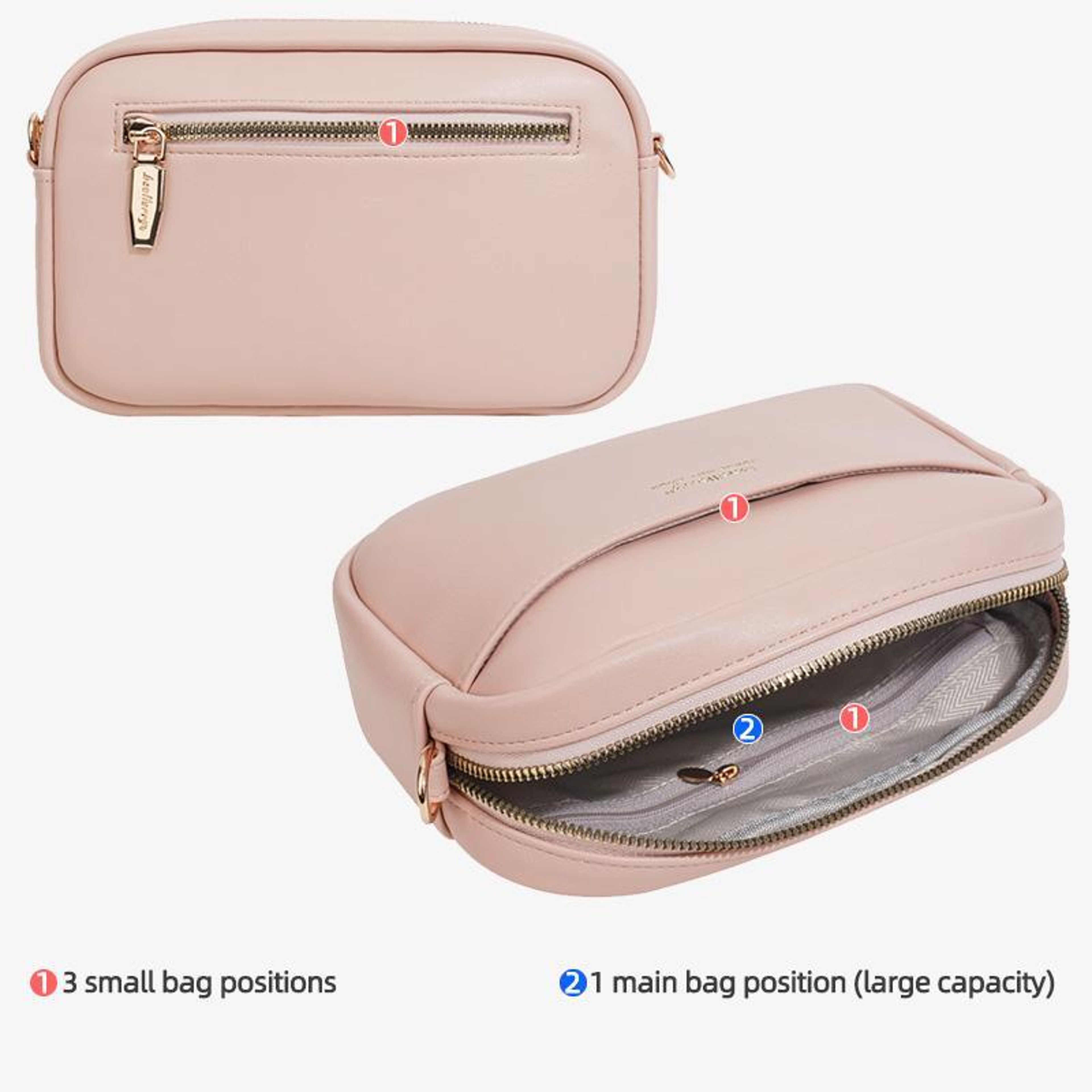 Womens Minimalist Crossbody Bag with Zipper Closure and Adjustable Strap – view 10