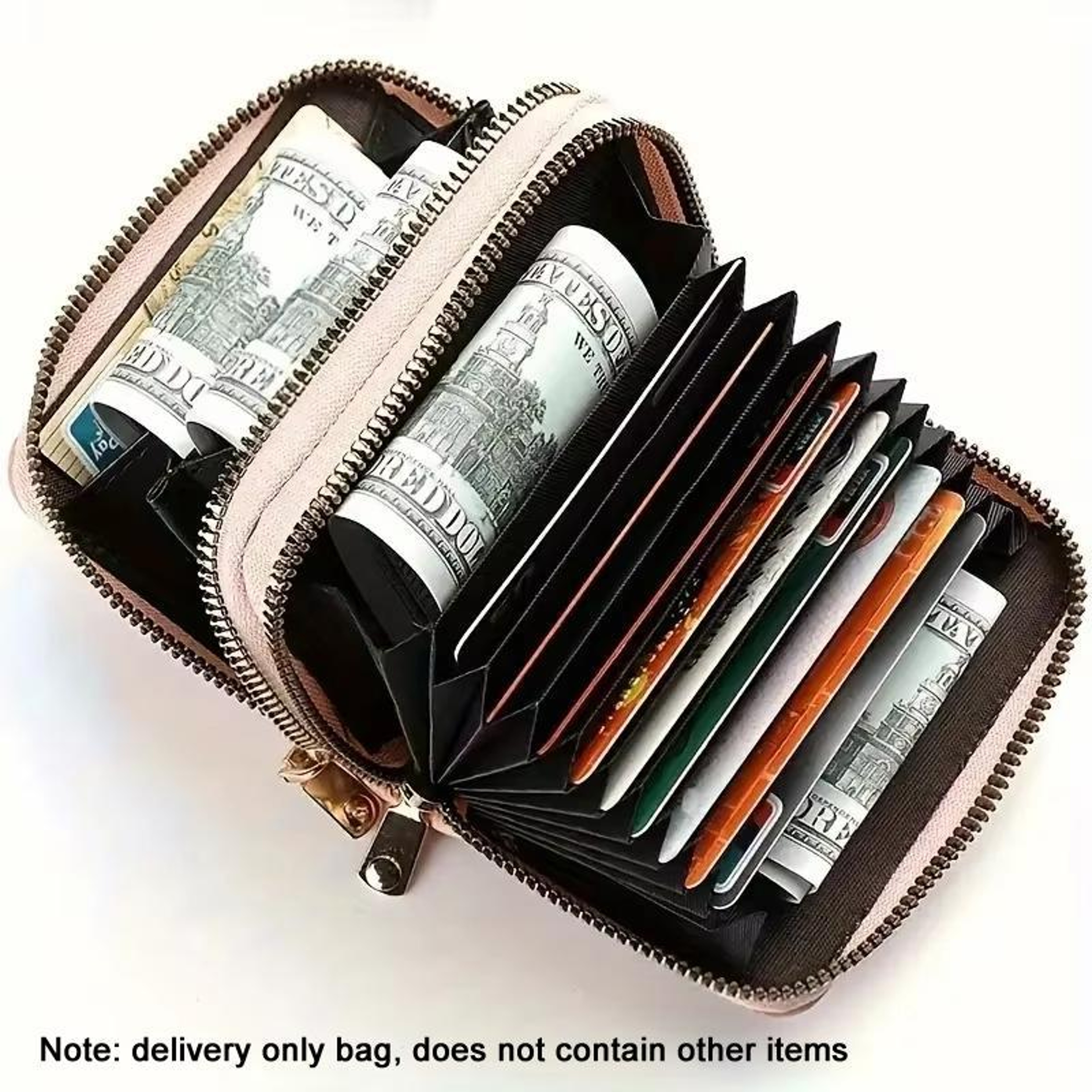 Double Zipper PU Leather Card Holder Wallet with Large Capacity and Multiple Card Slots – view 7