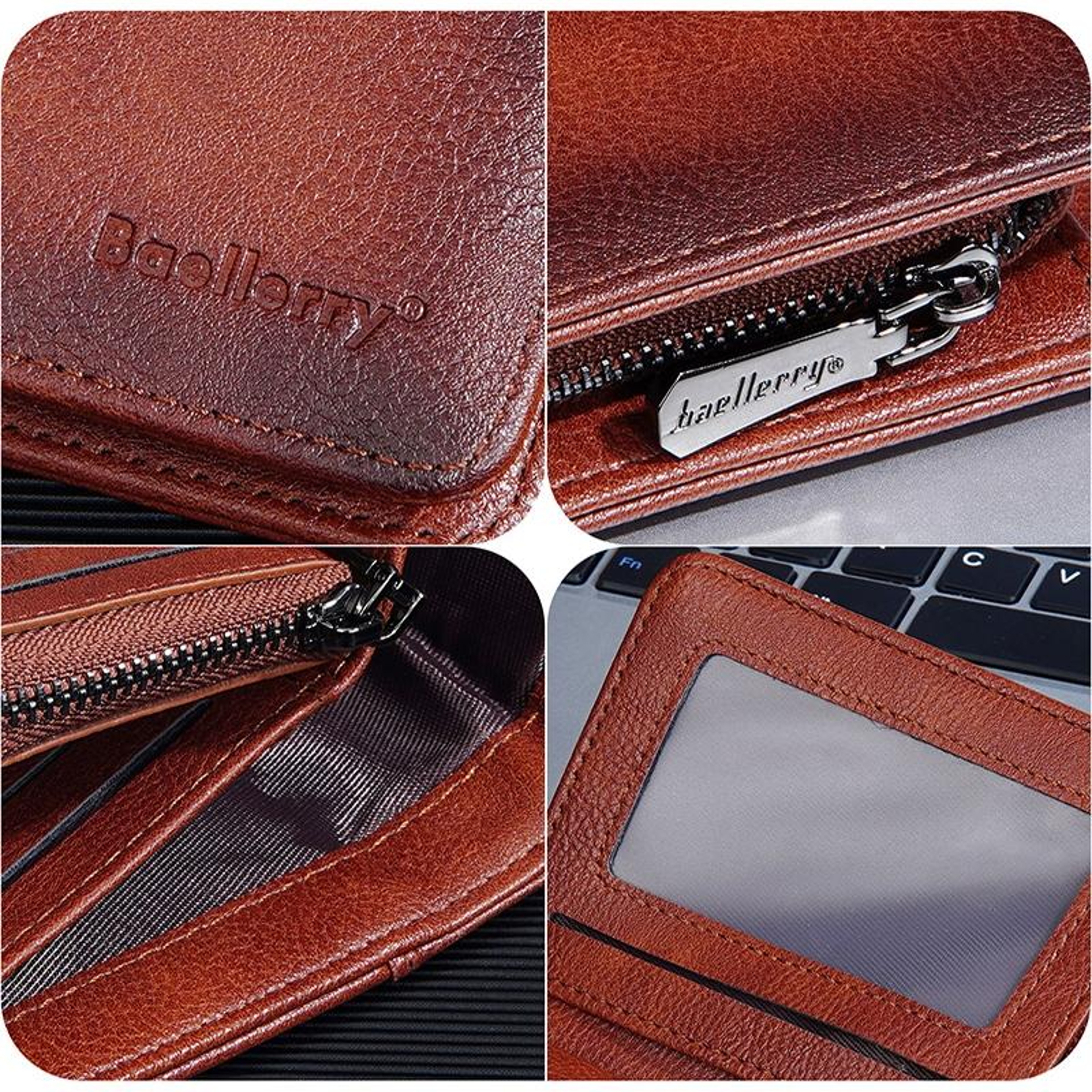 Retro PU Leather Tri Fold Wallet with Multiple Card Slots and Zipper – view 7