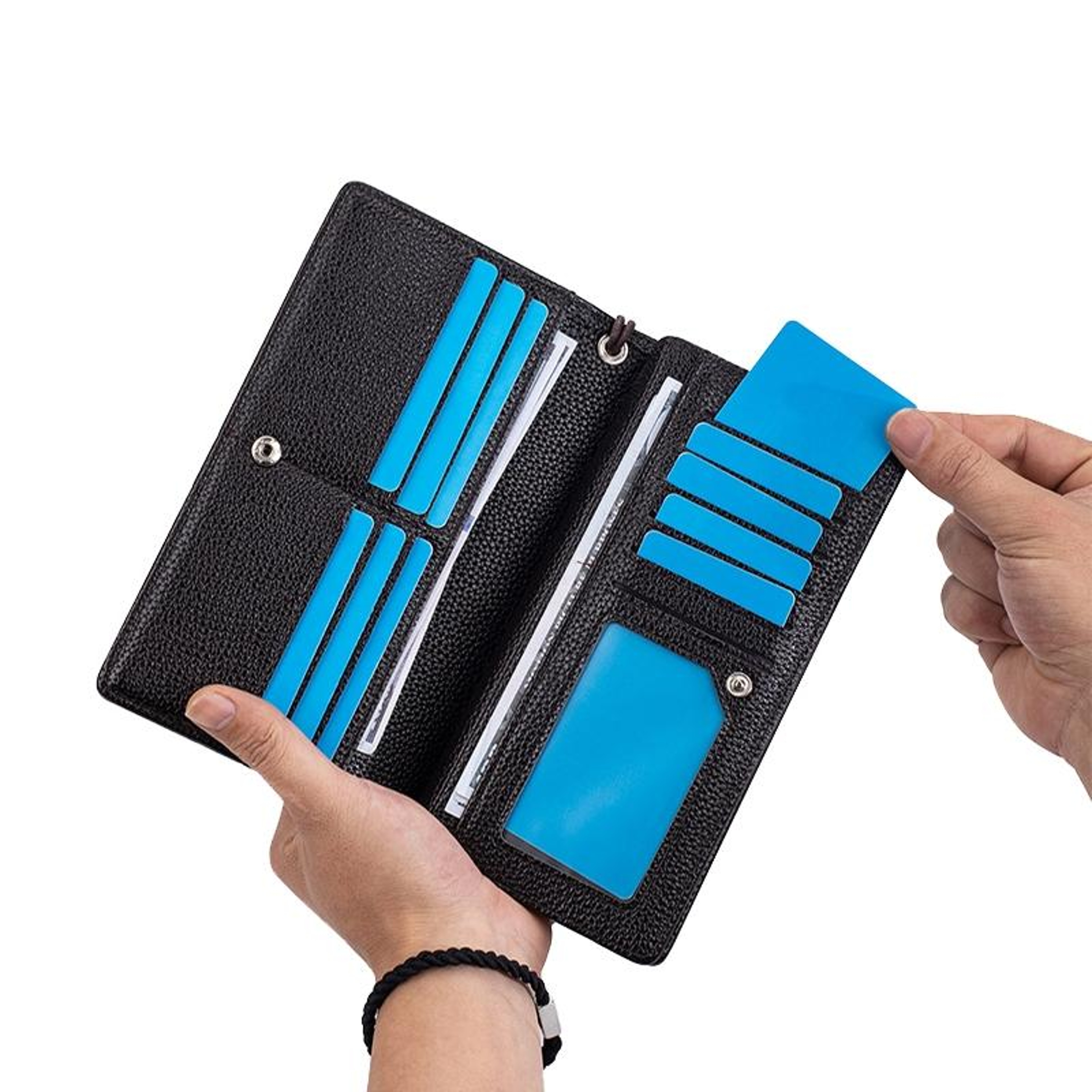 Womens Long PU Leather Zipper Wallet with 11 Card Slots and Lychee Texture – view 6