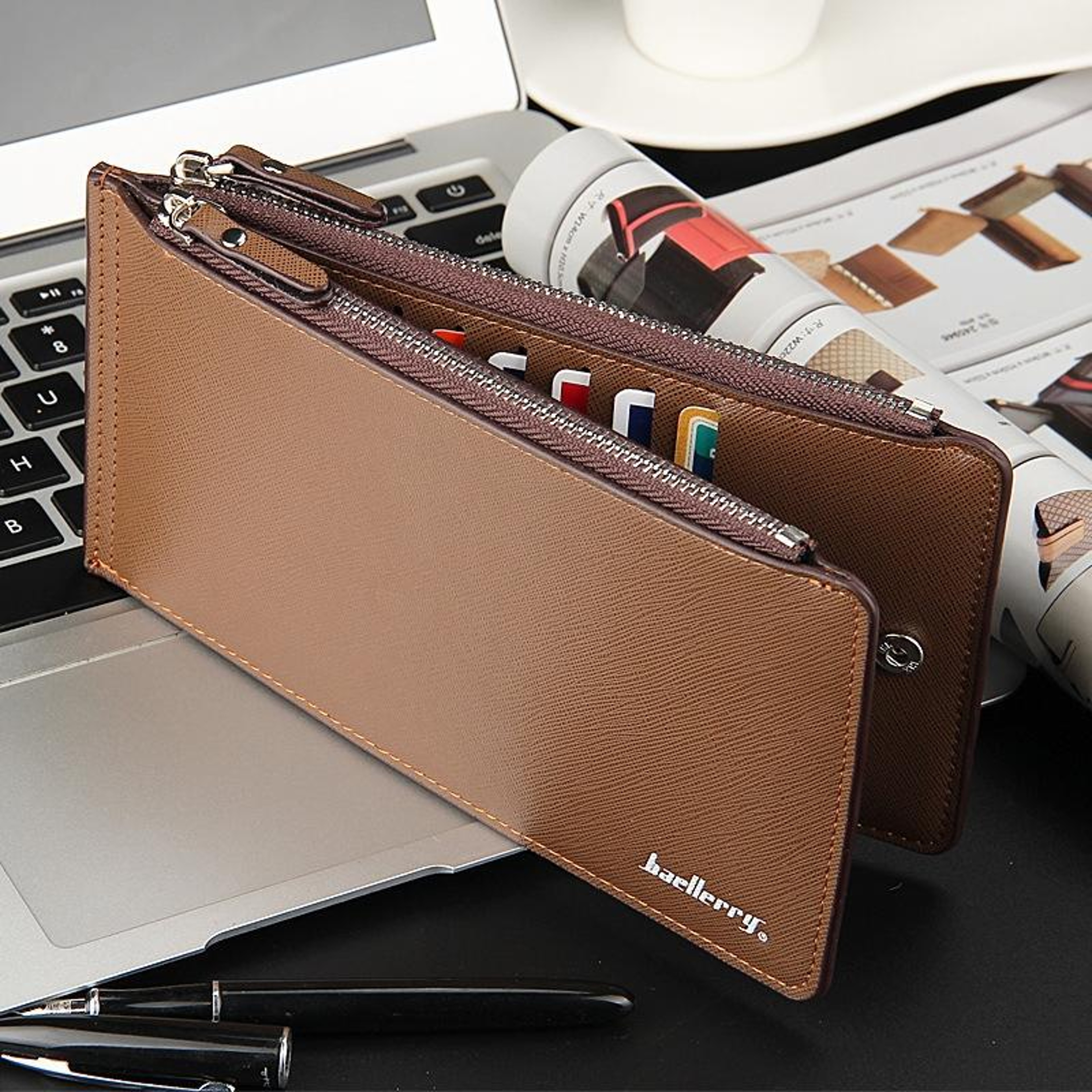 Womens Long Wallet with 16 Card Slots and Slim PU Leather Design – view 2