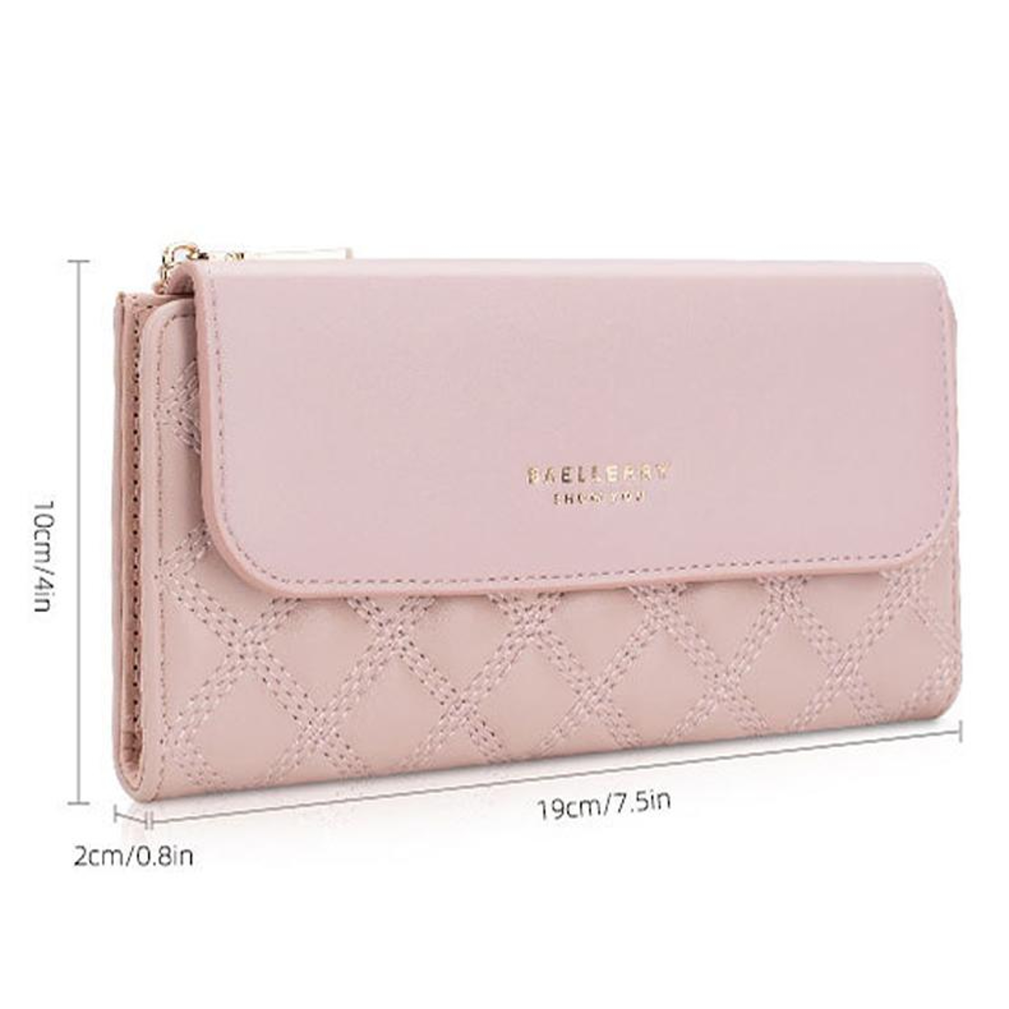 Womens Long Trifold Wallet with Multiple Card Slots and Zipper Closure – view 8