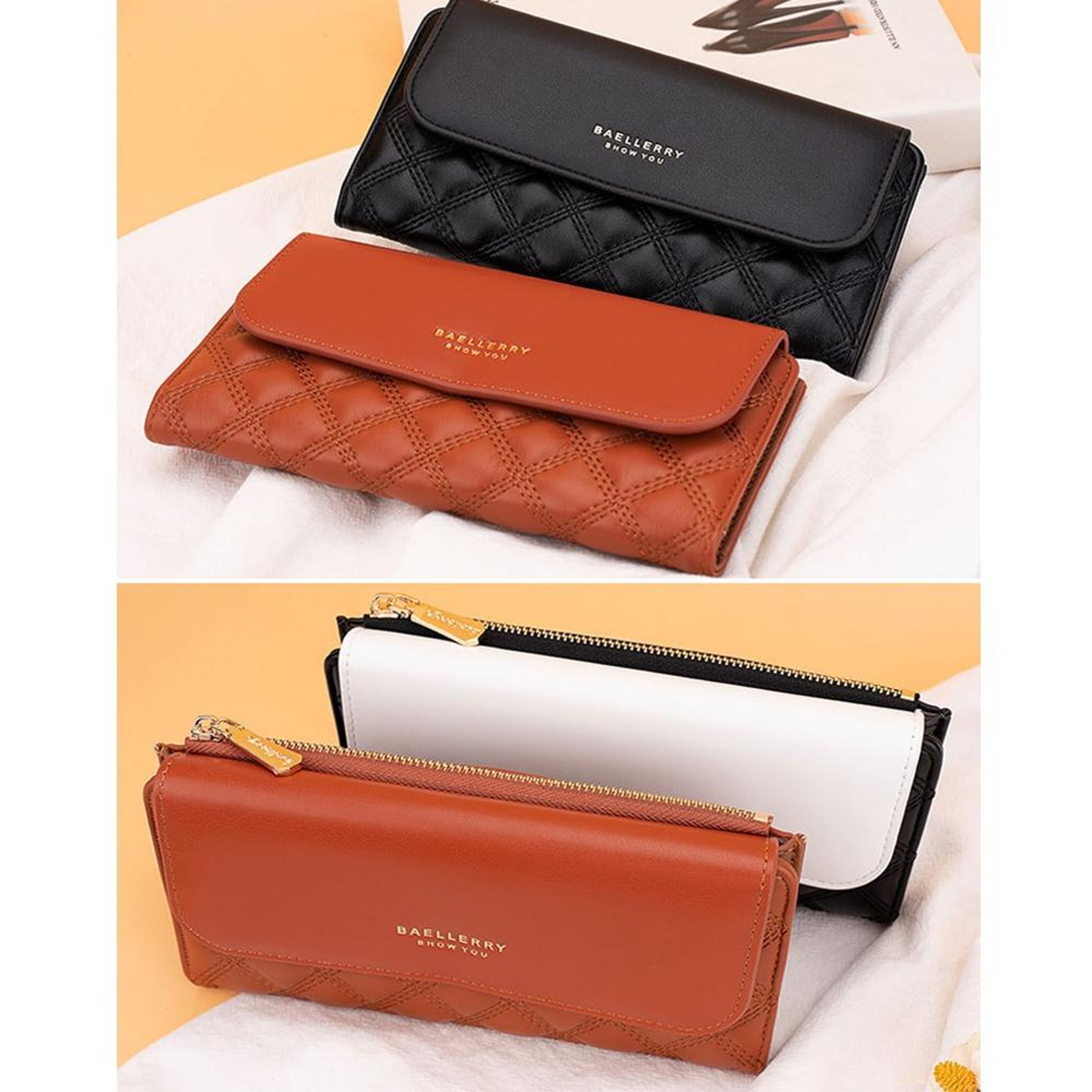 Womens Long Trifold Wallet with Multiple Card Slots and Zipper Closure – view 10