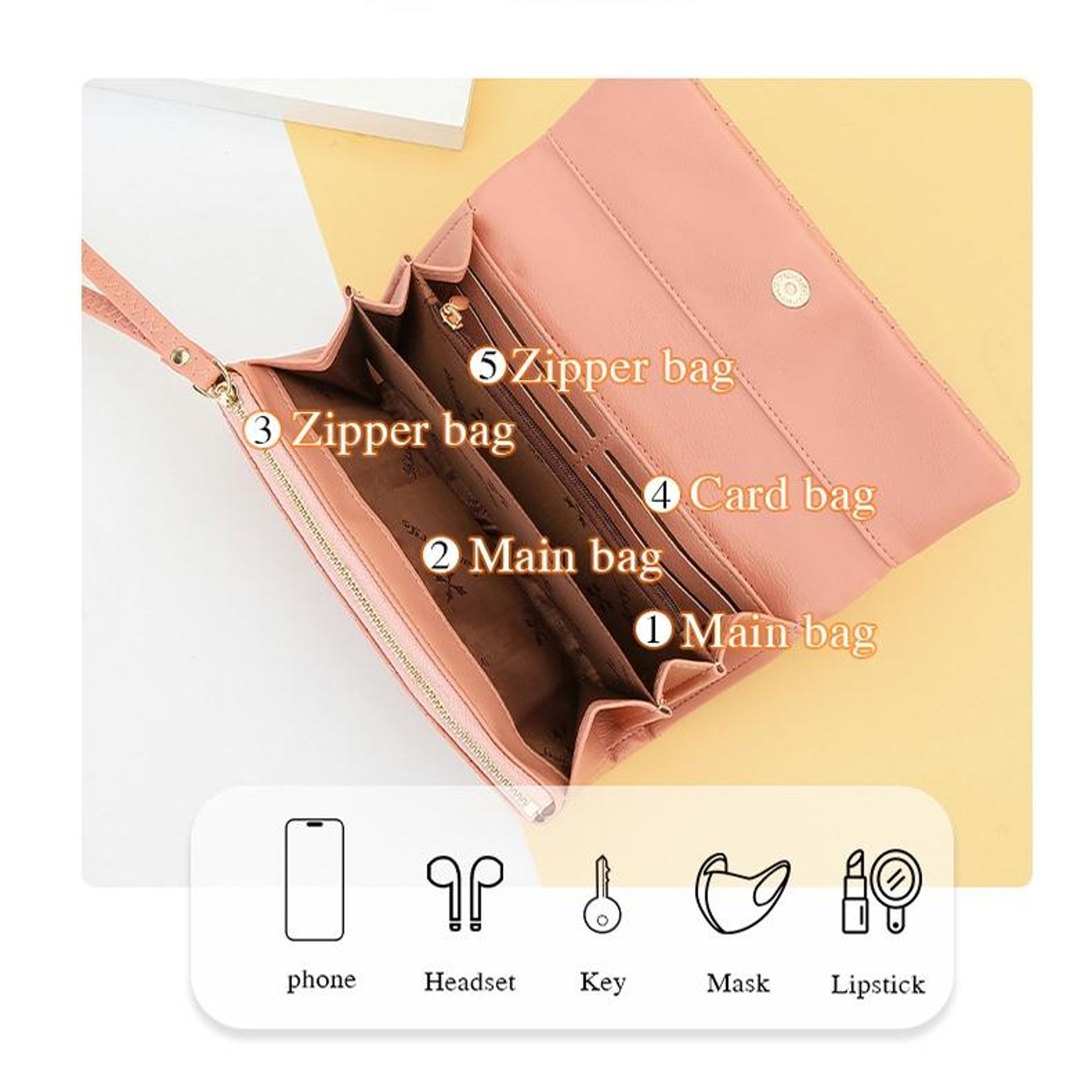 Womens Large Capacity PU Leather Clutch Wallet with Magnetic Buckle and Phone Storage – view 7