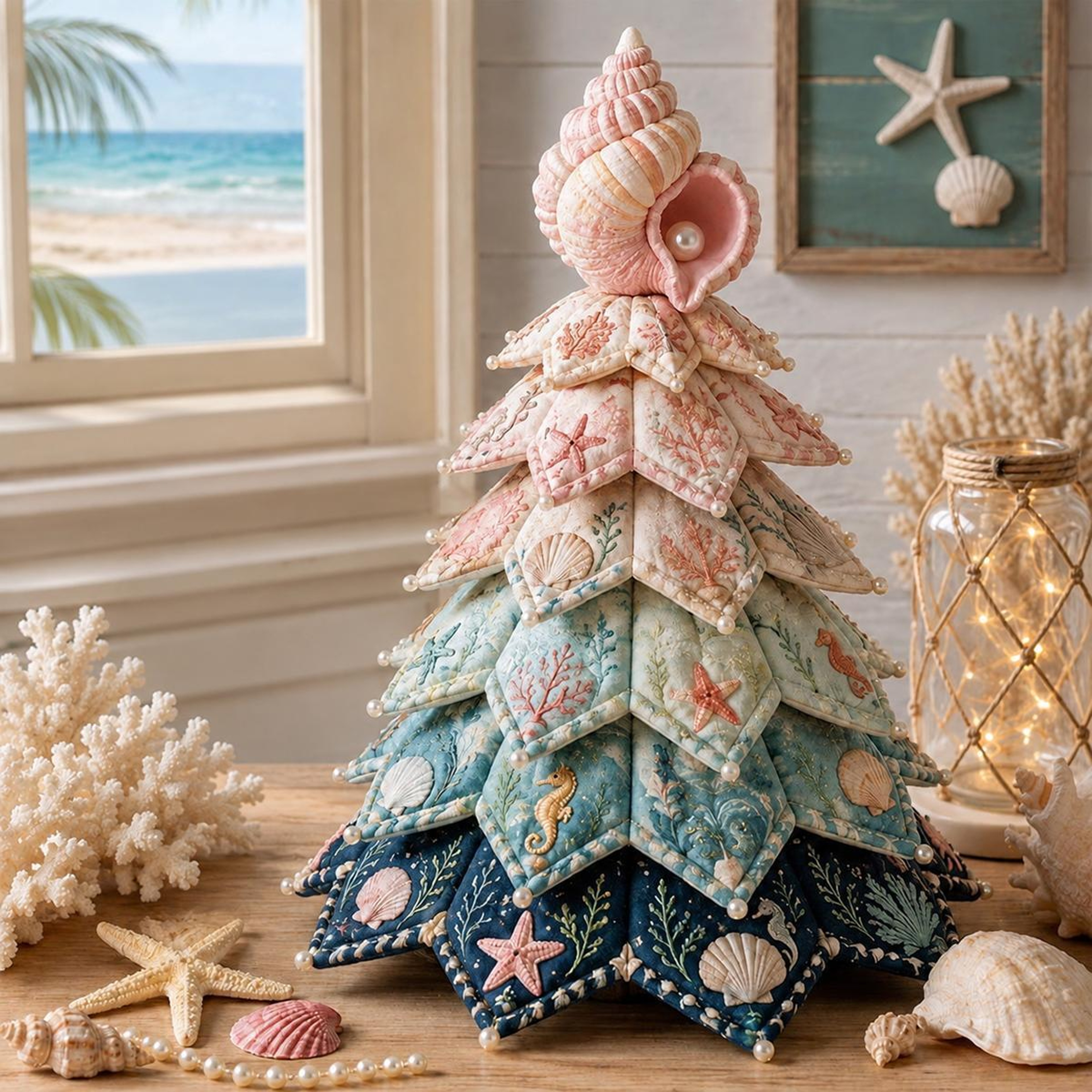 Ocean Friends DIY Patchwork Christmas Tree Craft Kit with Fabric Decorations – view 3