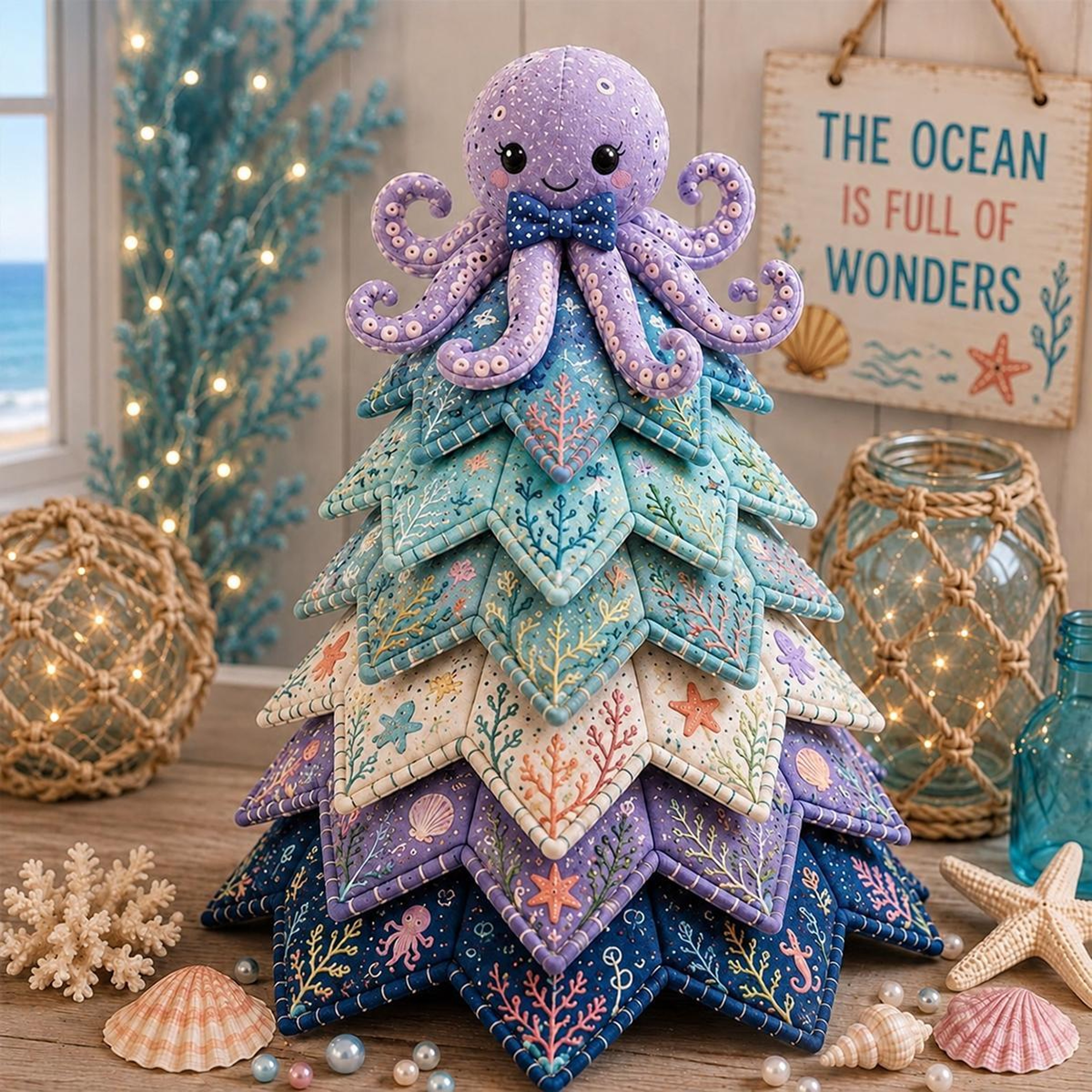 Ocean Friends DIY Patchwork Christmas Tree Craft Kit with Fabric Decorations – view 12