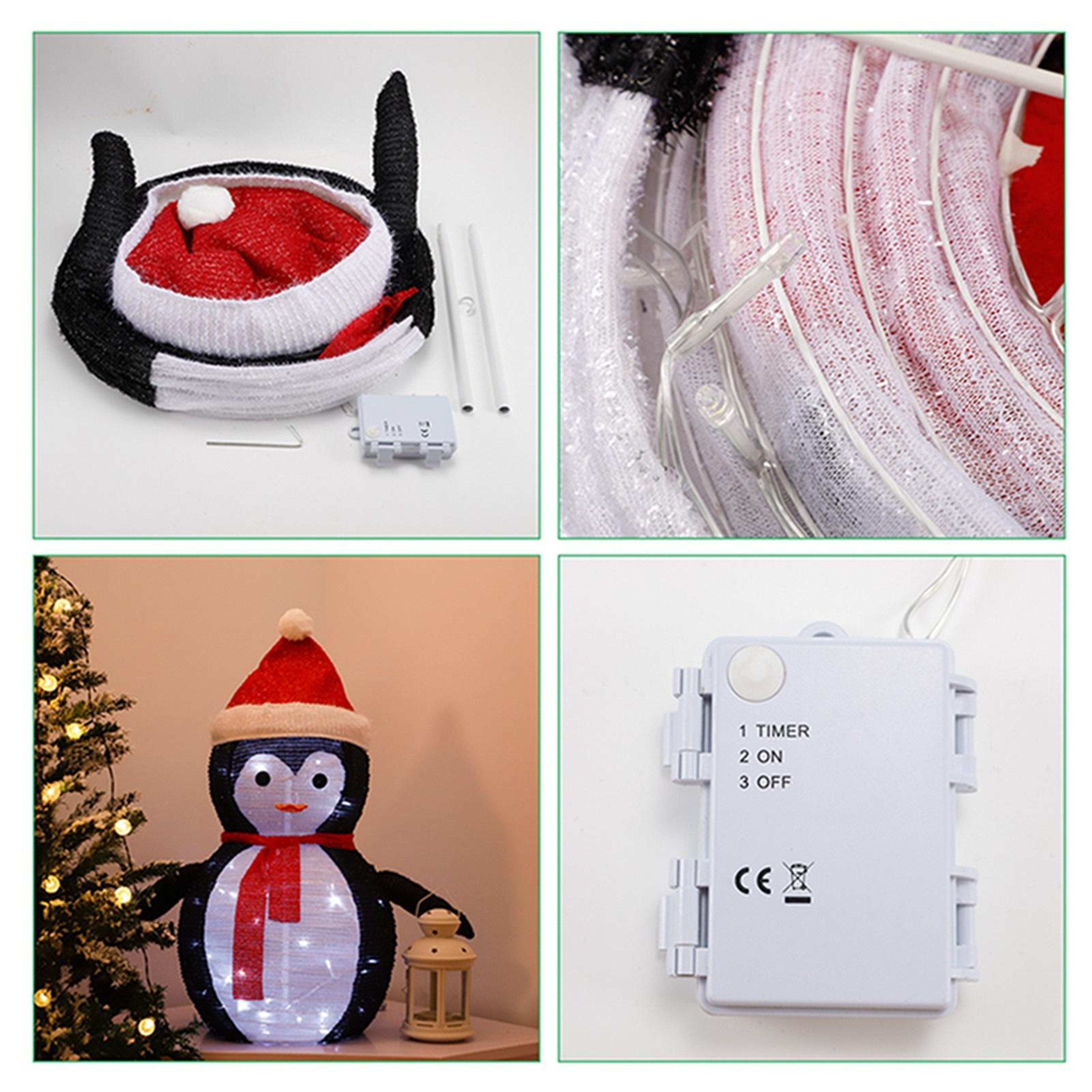 LED Light Up Foldable Christmas Penguin Decoration with Timer – view 6