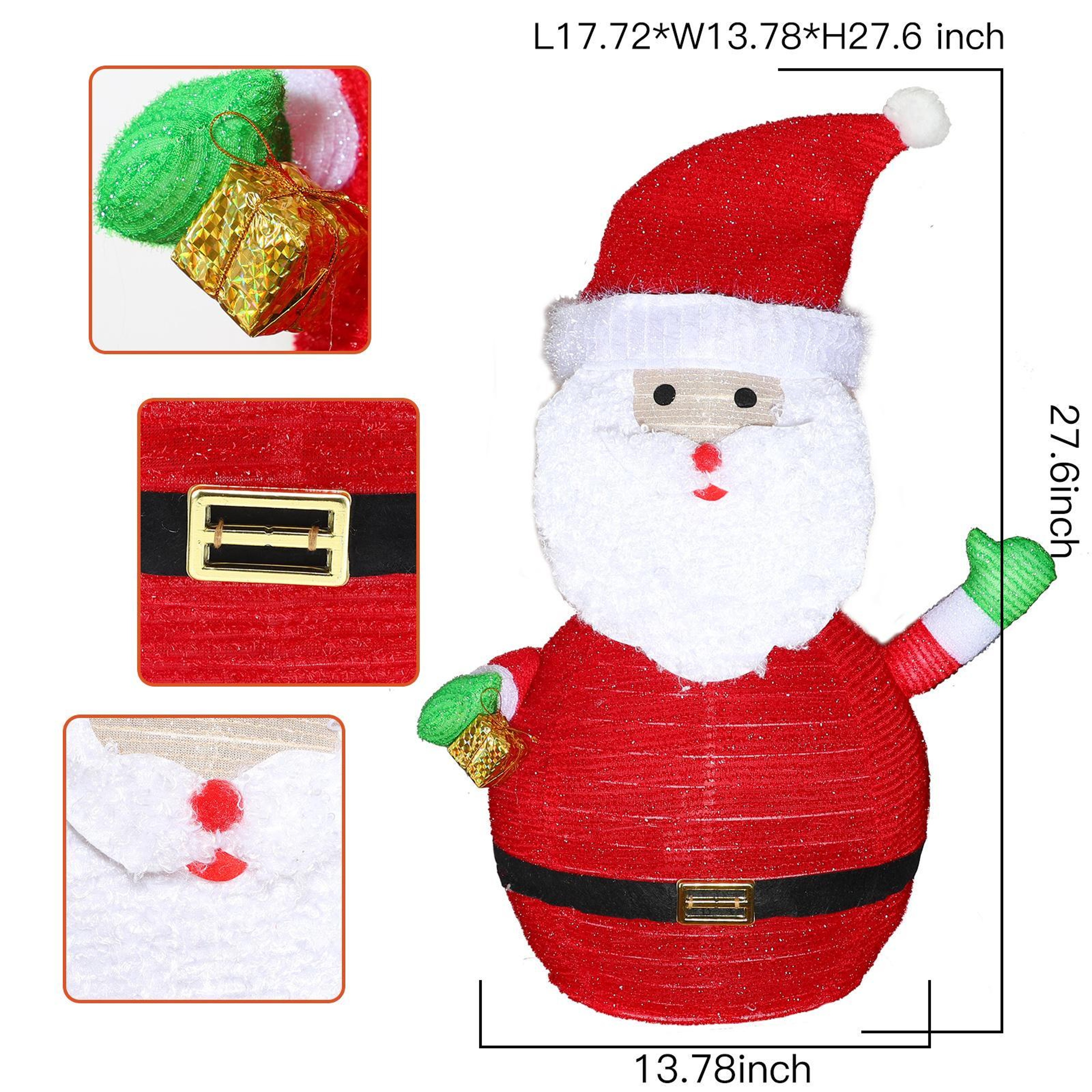 LED Light Up Foldable Santa Claus Christmas Decoration with Battery Timer – view 9