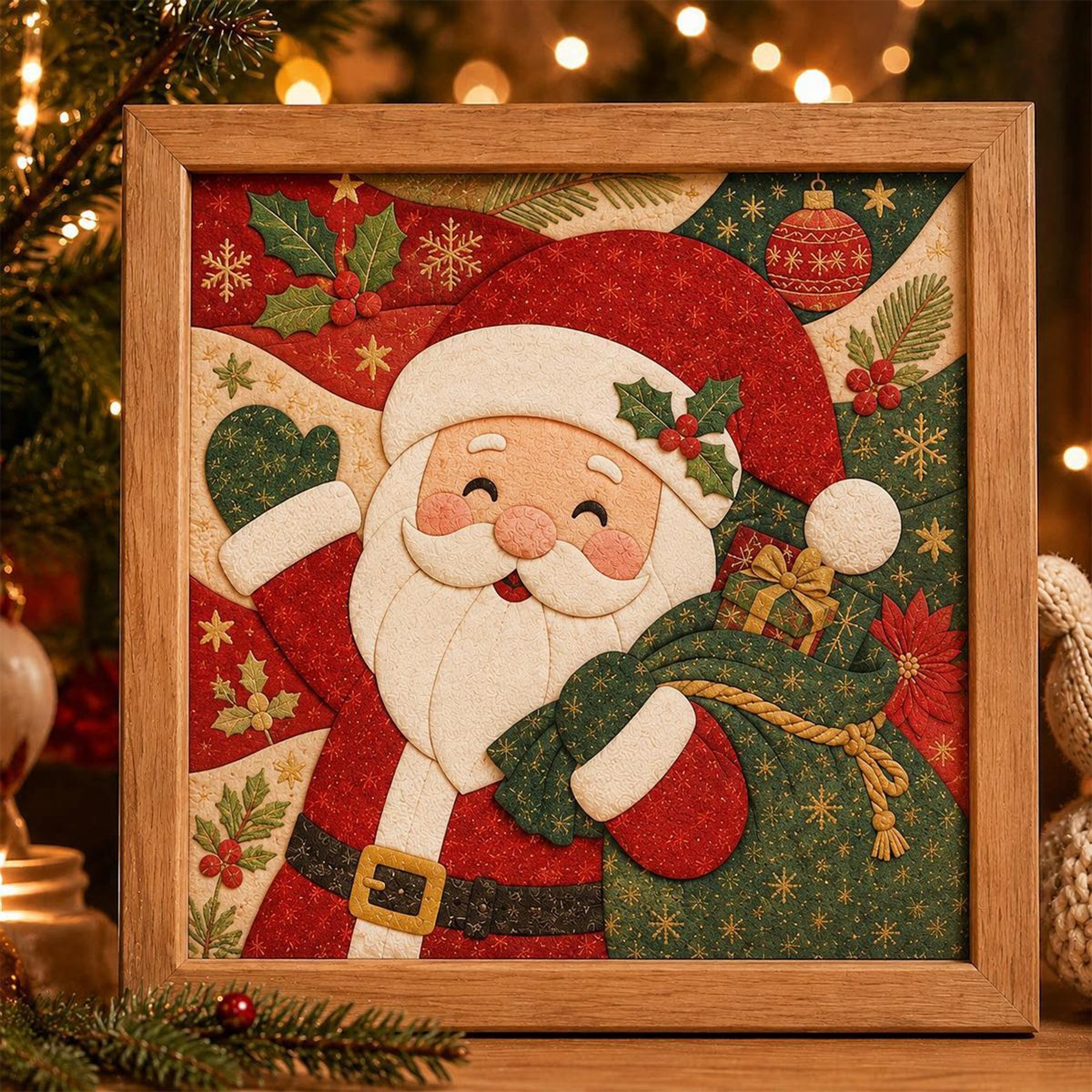 DIY Christmas Fabric Art Kit with Wooden Frame and Crafting Tools – view 12