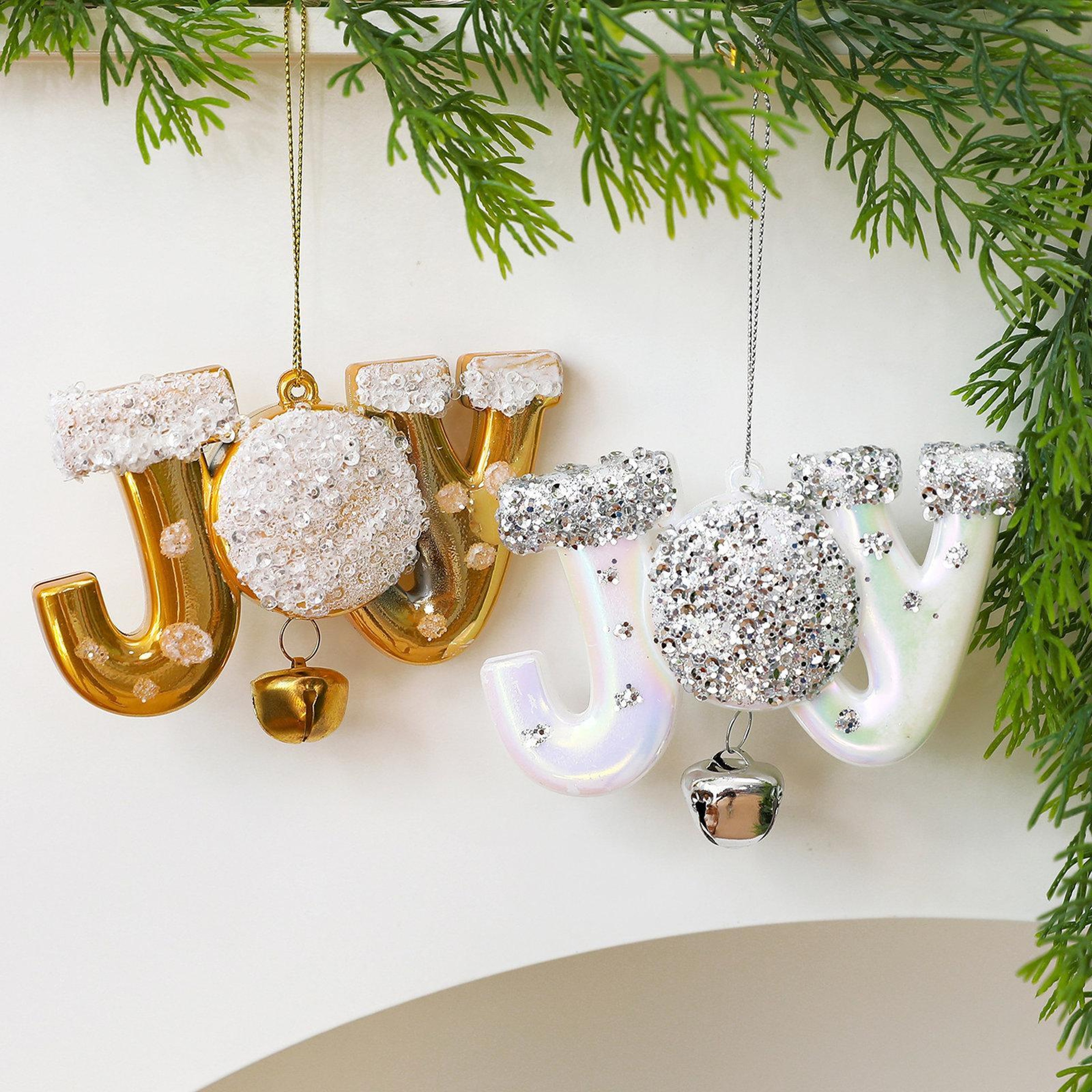 Christmas Tree Ornaments with Glitter Accents and Hanging Bells – view 6