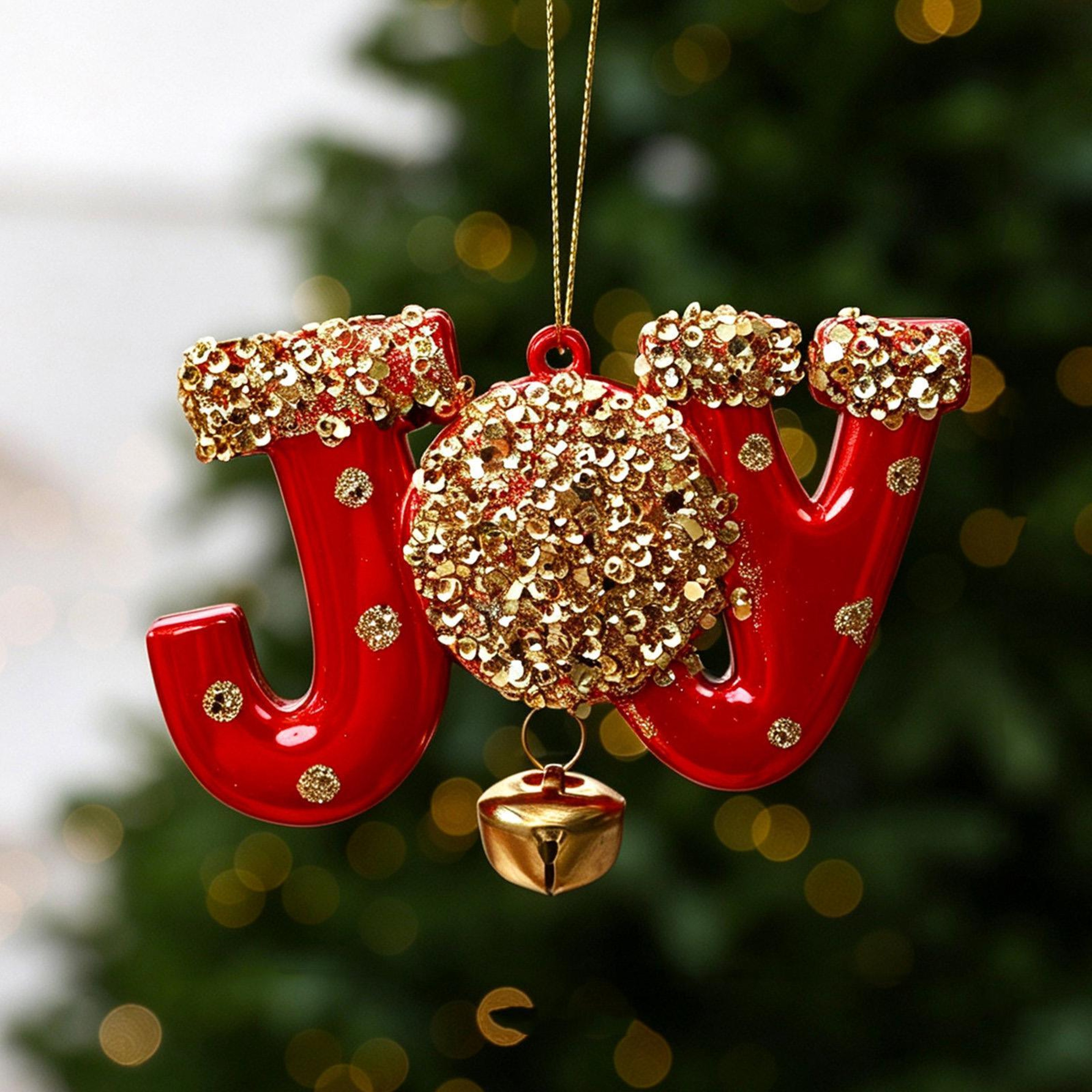 Christmas Tree Ornaments with Glitter Accents and Hanging Bells – view 5