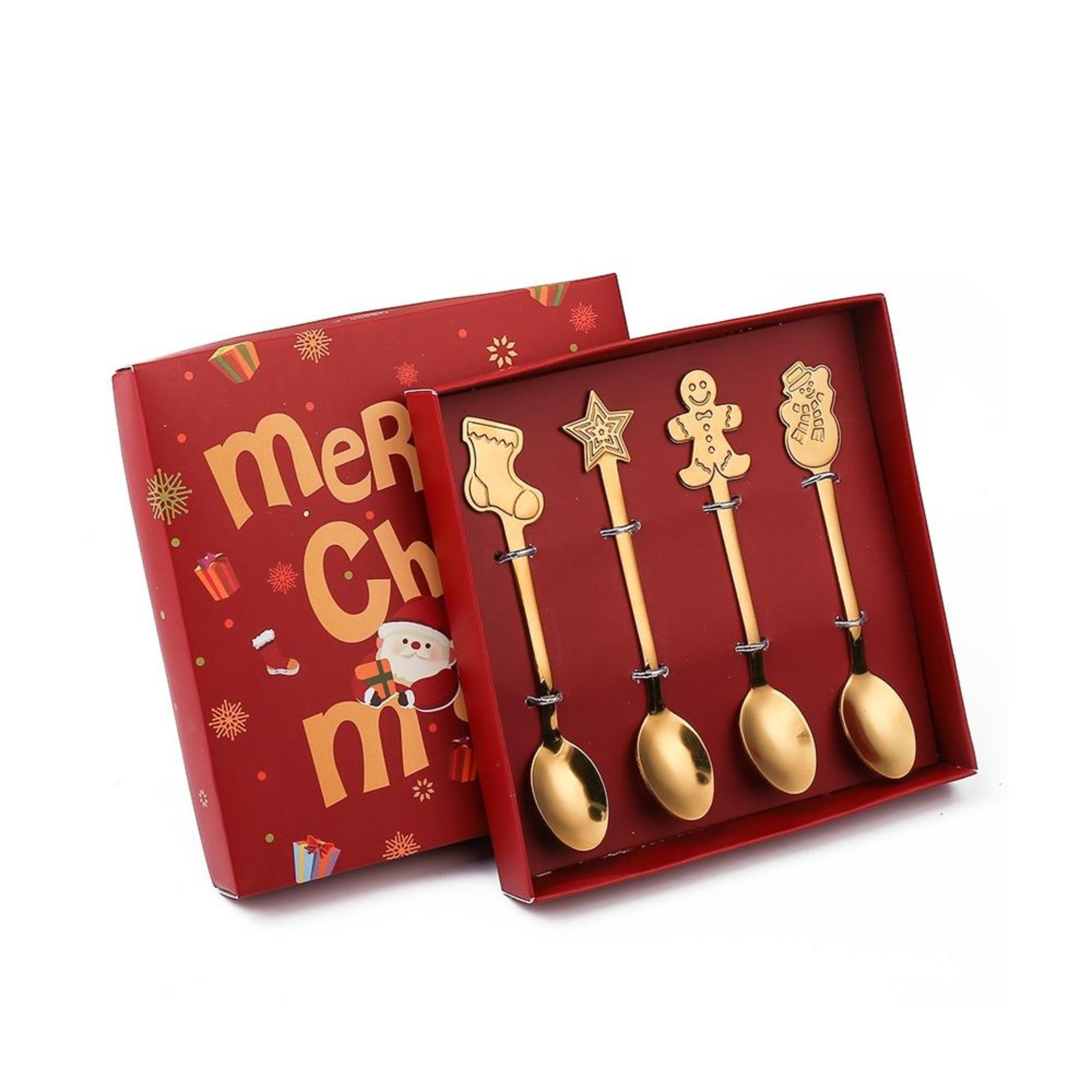 4 Piece Christmas Stainless Steel Spoon Set with Festive Holiday Designs – view 6