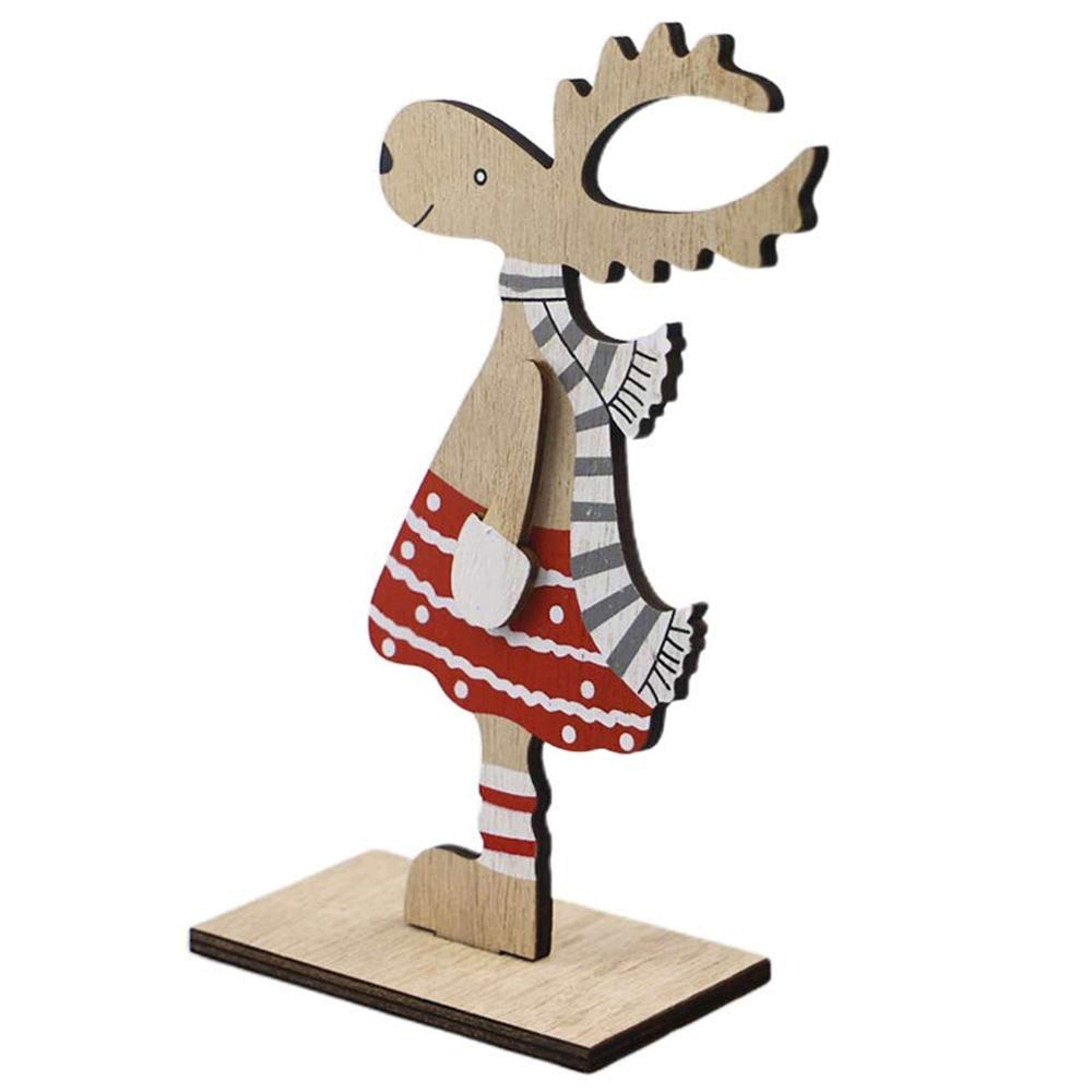 Wooden Christmas Elk Ornament Painted Holiday Table Decoration – view 4