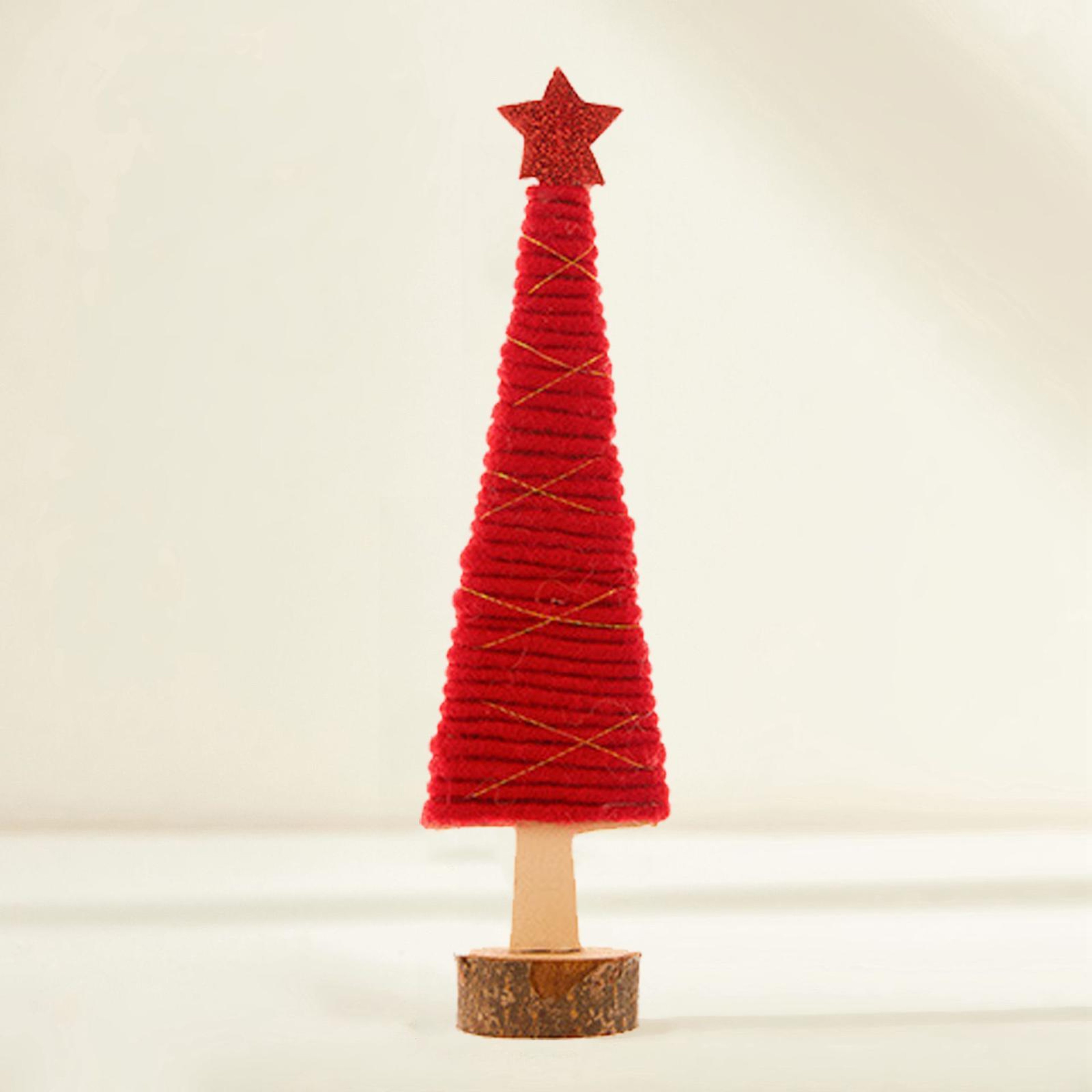 Mini Red Christmas Tree Felt Desktop Ornament for Holiday Decorations – view 1