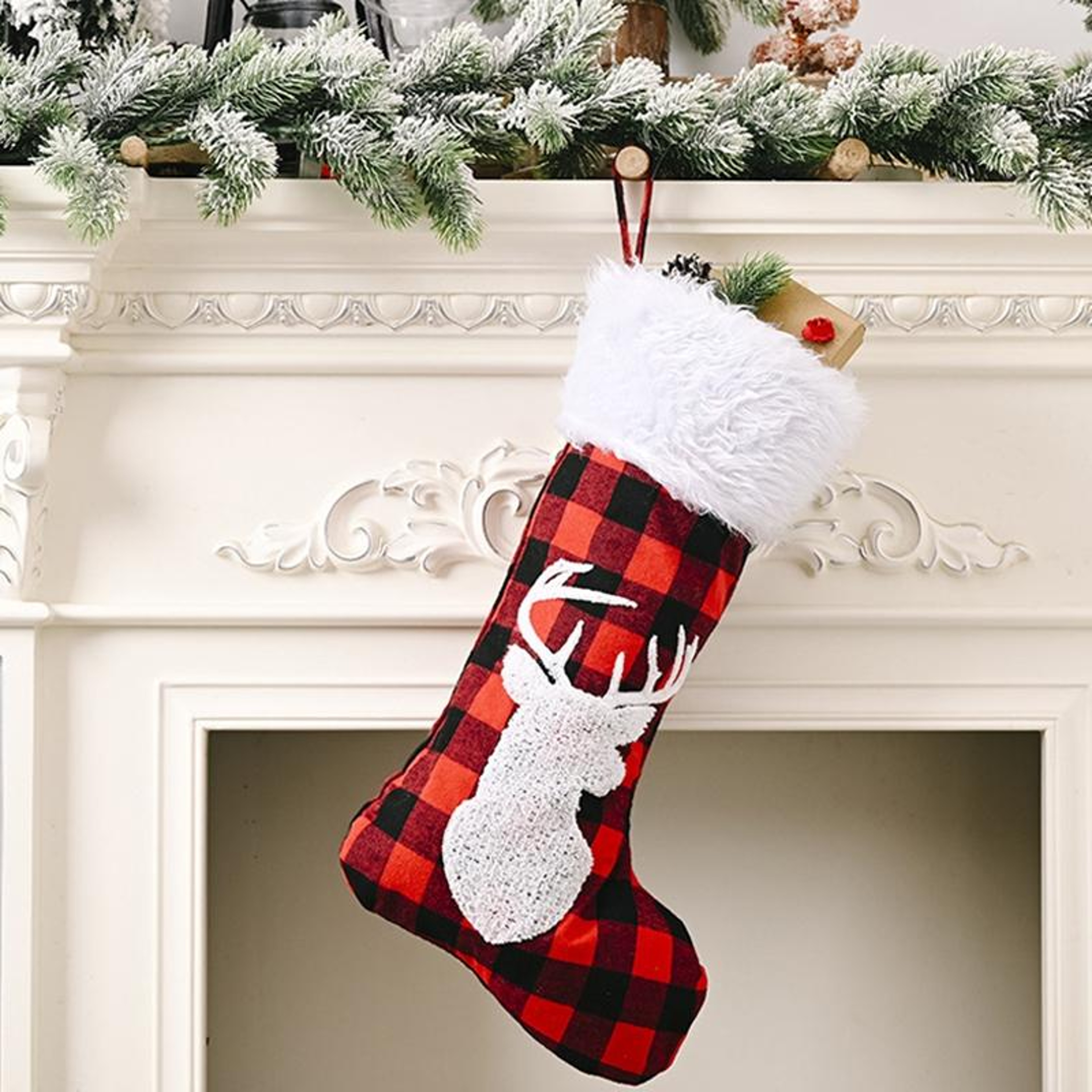 Christmas Stocking Gift Bag Cloth Holiday Hanging Decoration – view 3