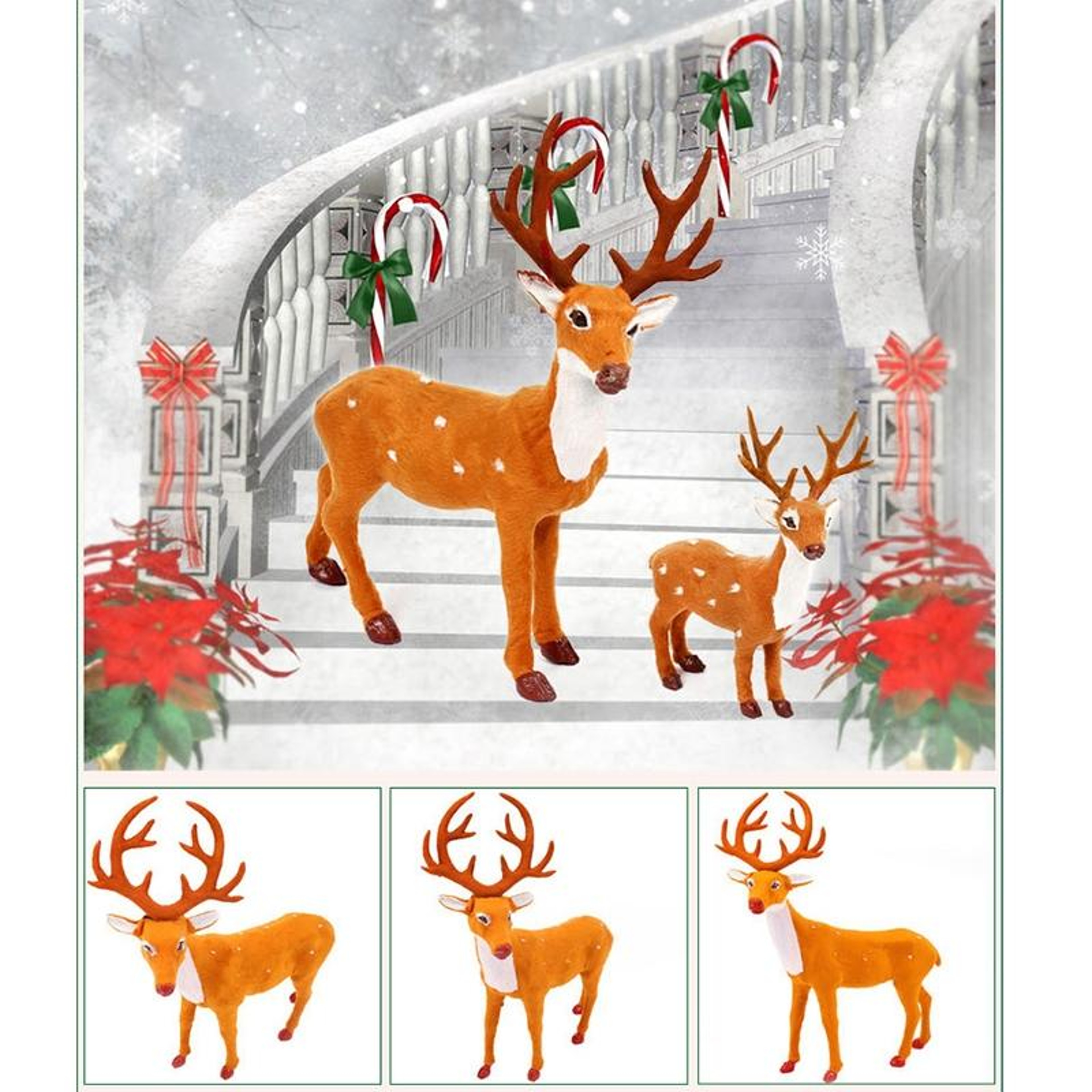Christmas Faux Fur Deer Figurine for Tabletop and Holiday Decorations – view 4