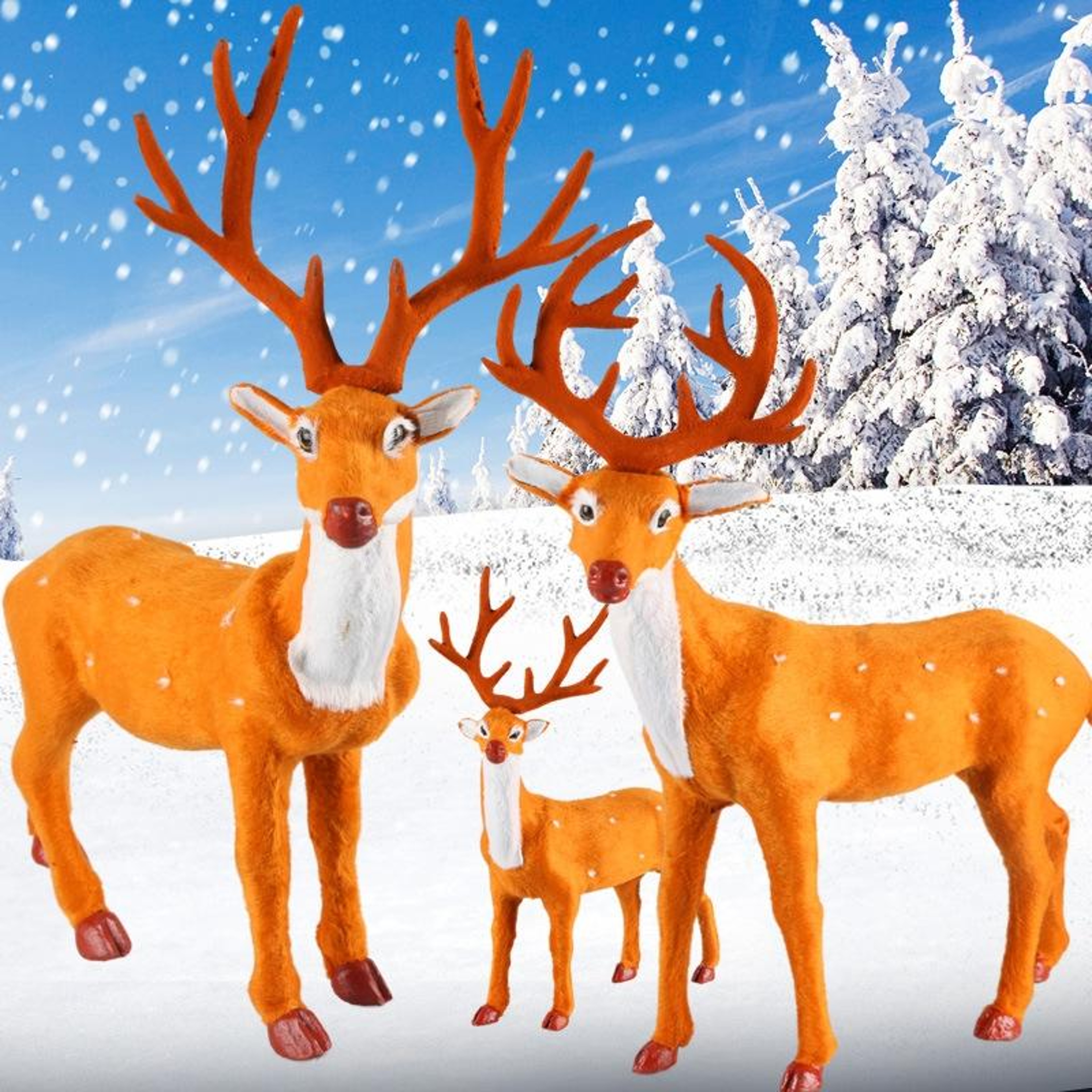 Christmas Faux Fur Deer Figurine for Tabletop and Holiday Decorations – view 6