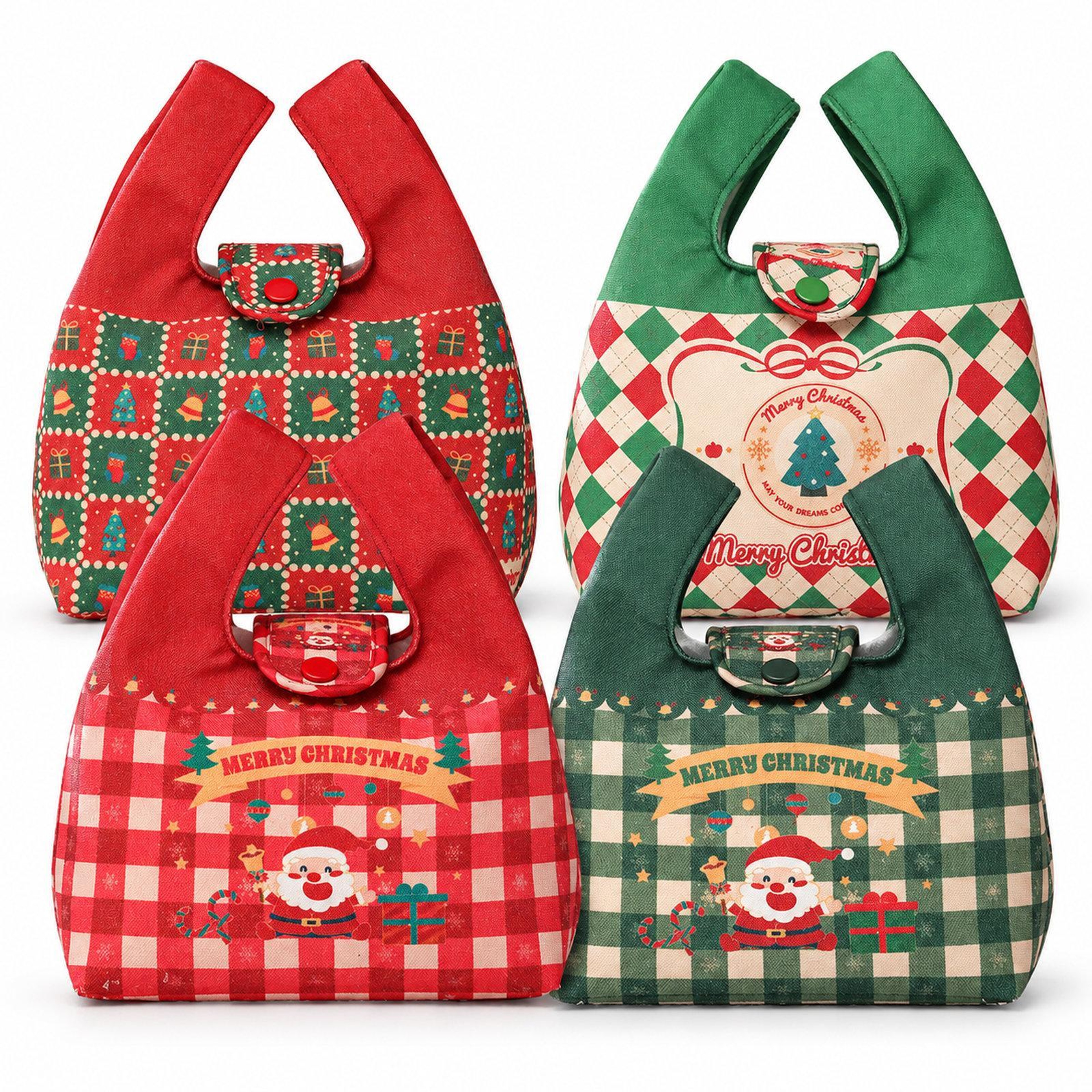 Christmas Canvas Mini Tote Bag with Snap Button for Holiday Treats and Gifts – view 2