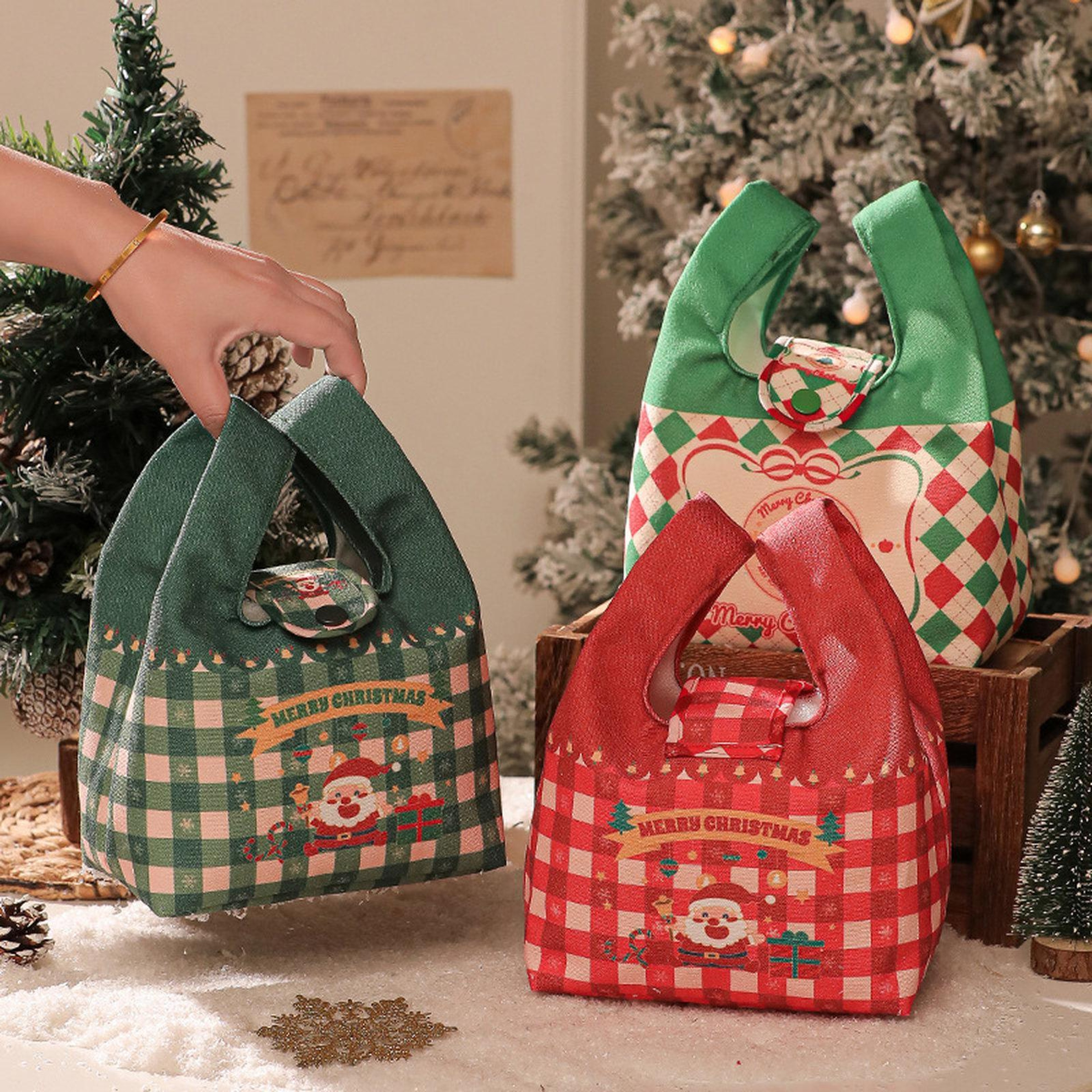 Christmas Canvas Mini Tote Bag with Snap Button for Holiday Treats and Gifts – view 4