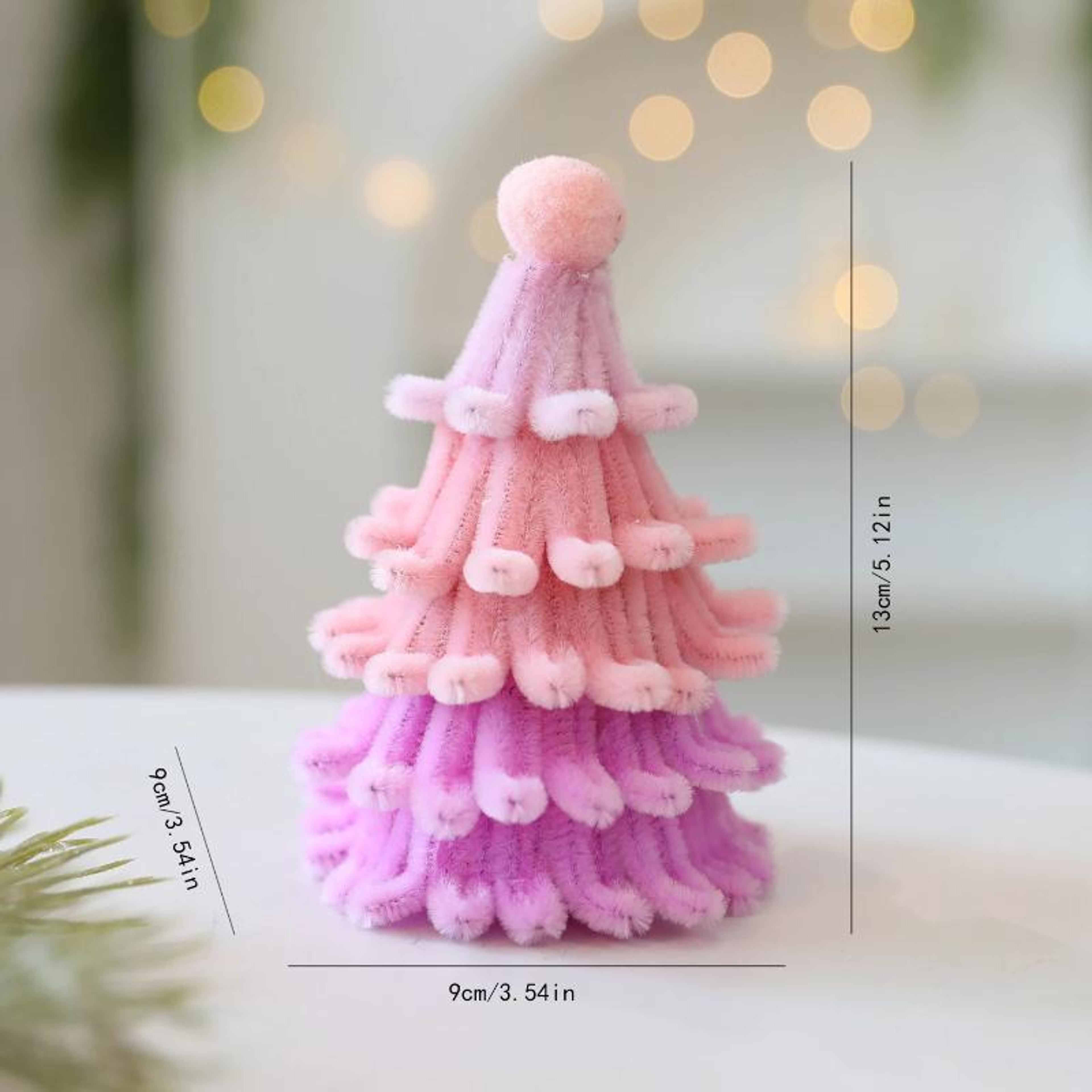 Mini Christmas Tree Decorations with Plush Pipe Cleaner Holiday Designs – view 1