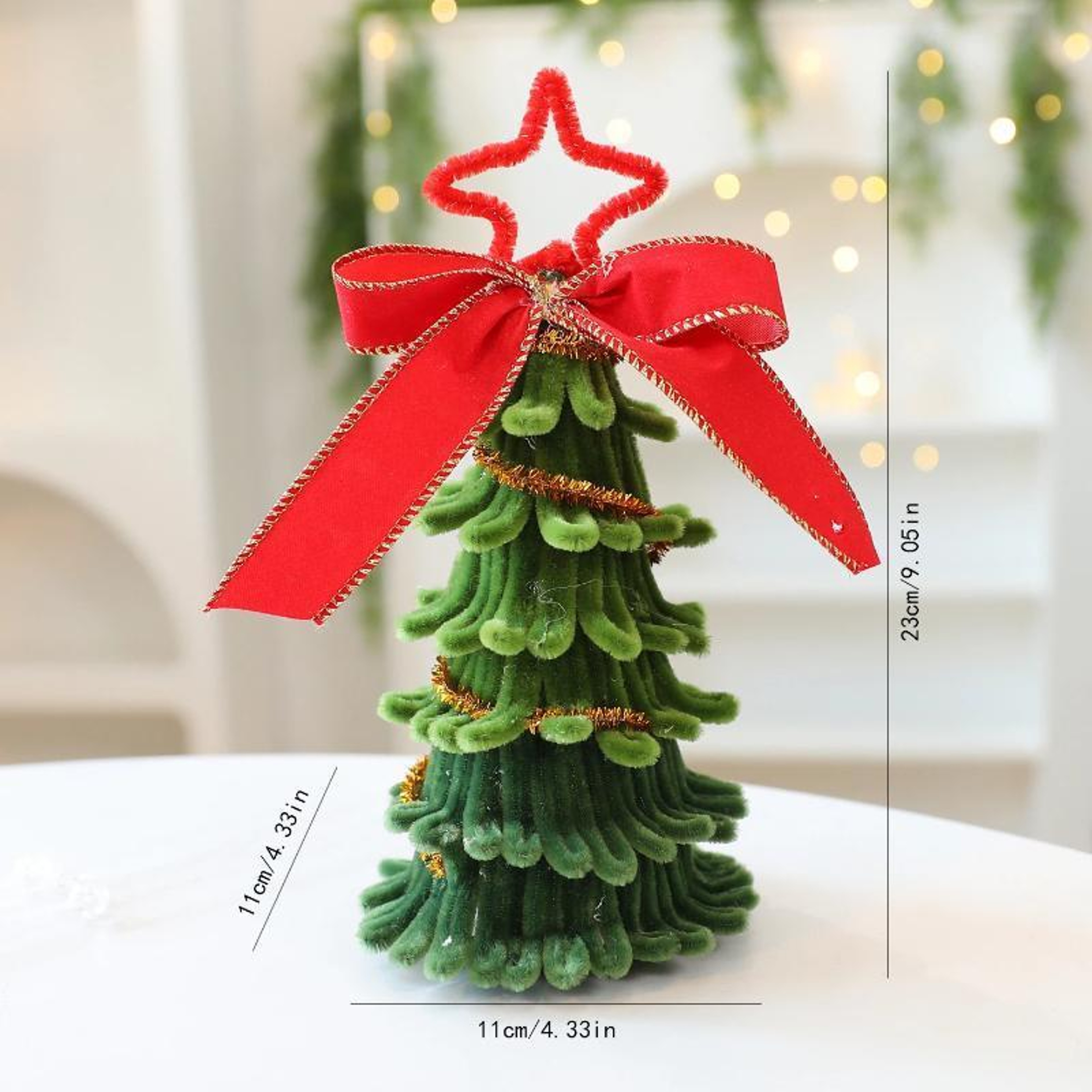 Mini Christmas Tree Decorations with Plush Pipe Cleaner Holiday Designs – view 8