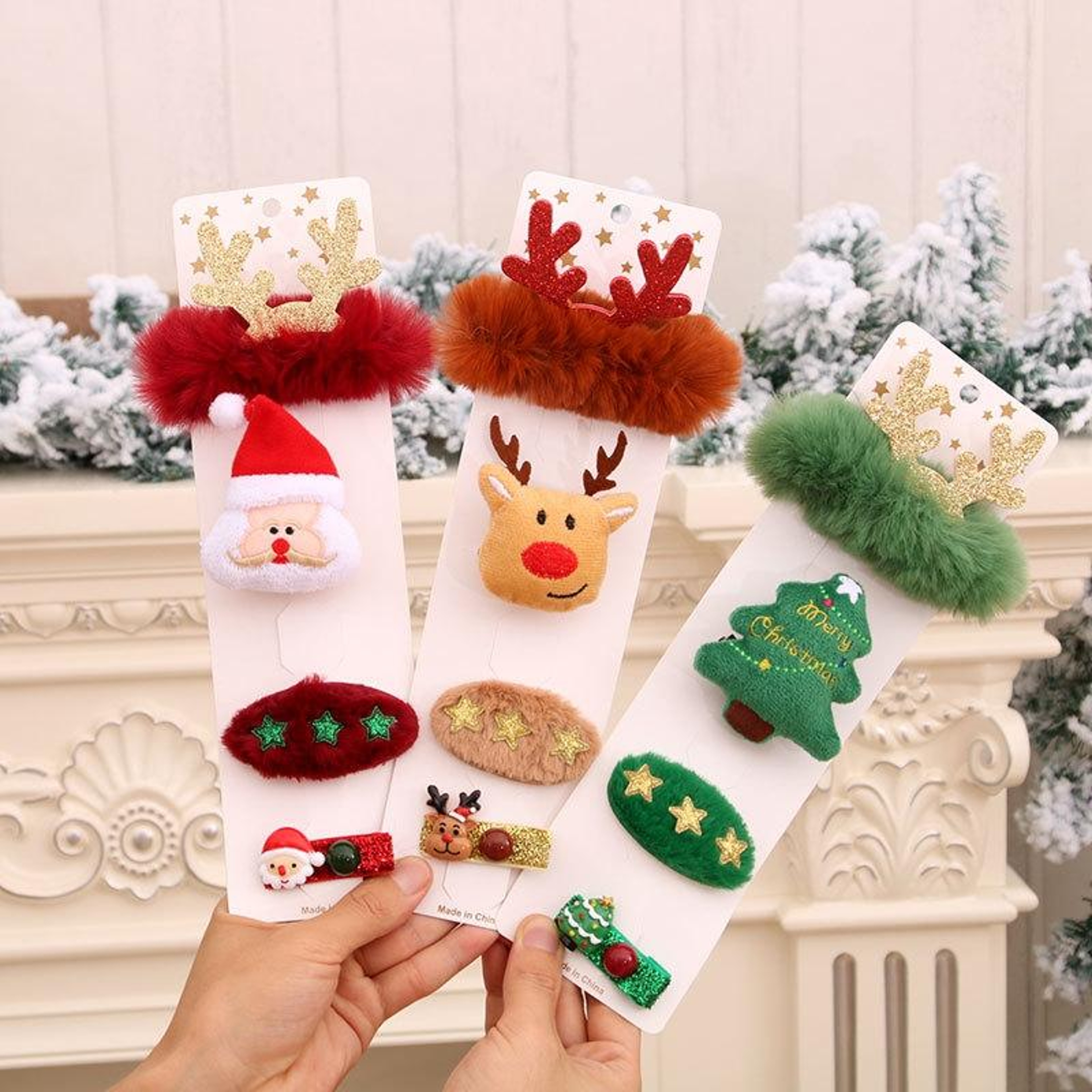 Christmas Hair Accessories Set with Brooch and Plush Clips – view 8