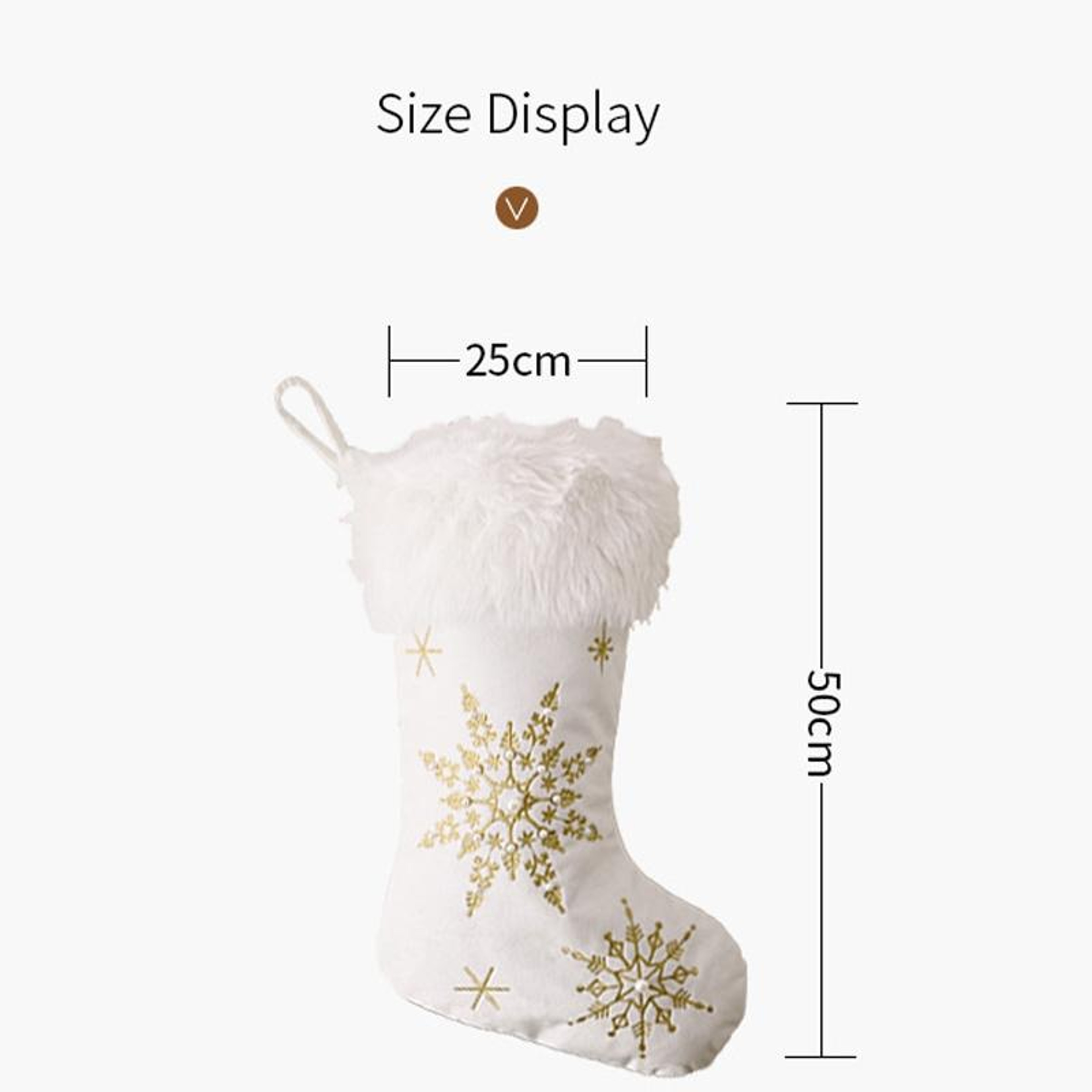 Christmas Stocking with Pearl Snowflake Design Plush Flannel Holiday Decor – view 3