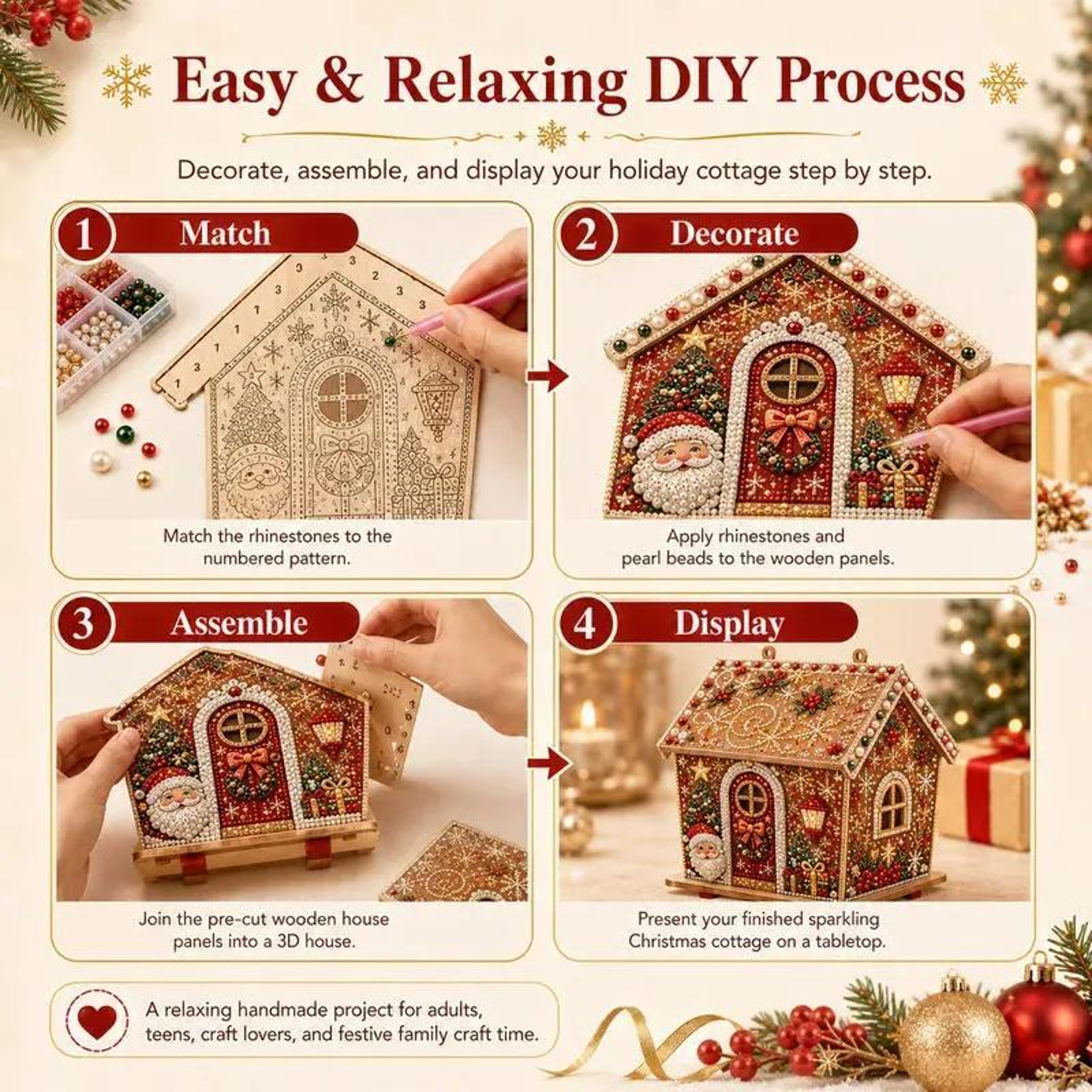 DIY Beaded Pearl Christmas Tree Craft Kit for Holiday Decorations – view 6