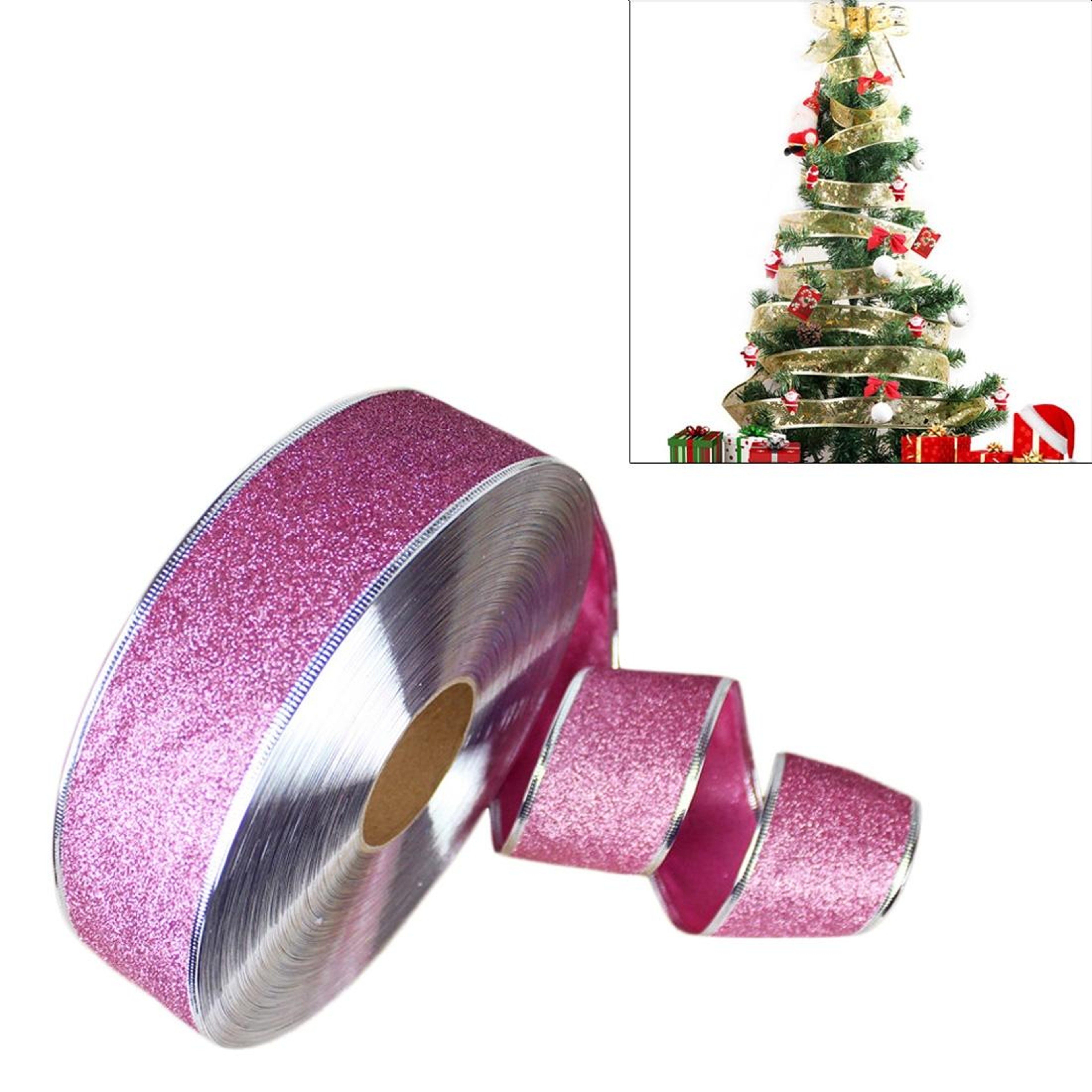 Christmas Tree Decoration Ribbon with Glitter for Holiday Party Decor – view 7