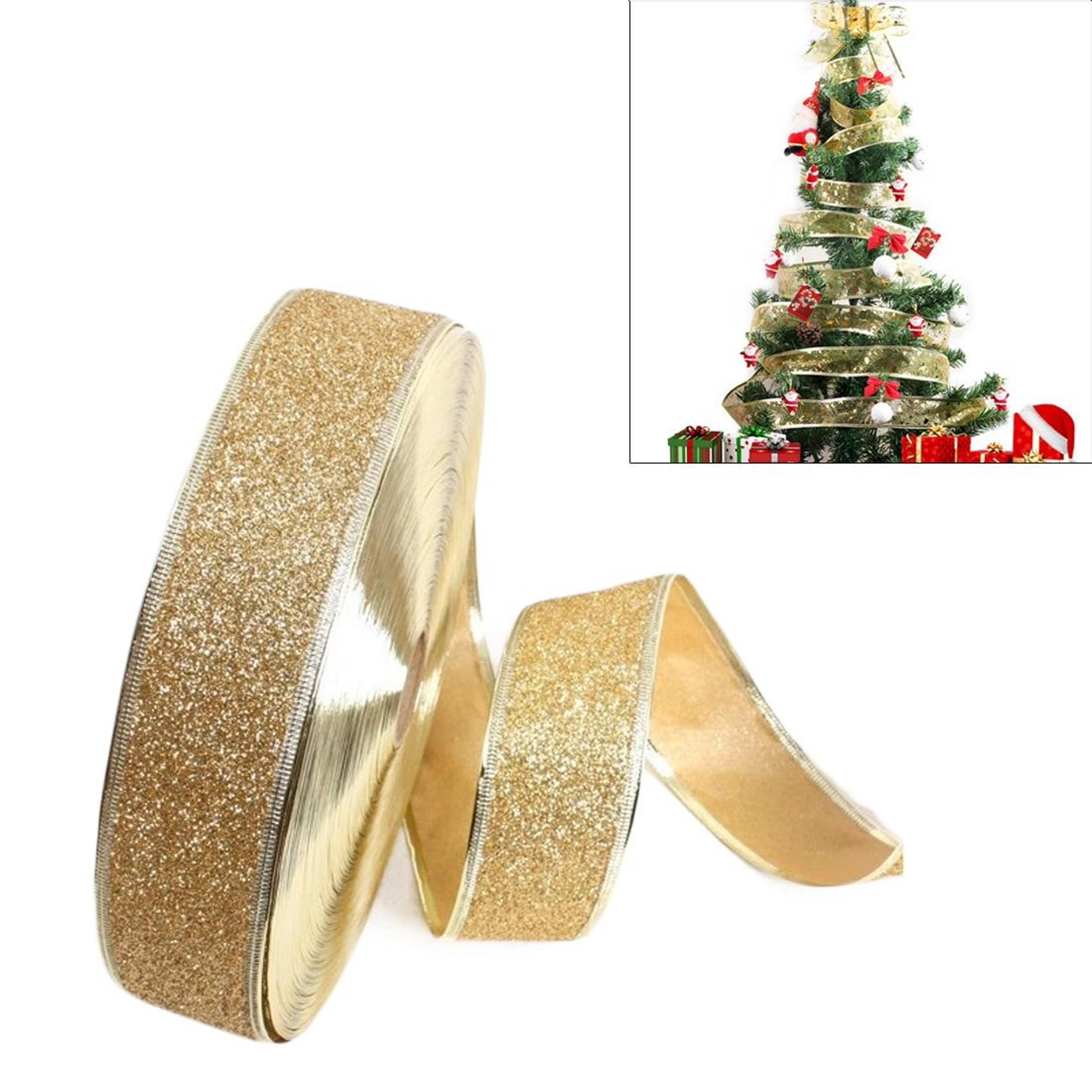 Christmas Tree Decoration Ribbon with Glitter for Holiday Party Decor – view 9