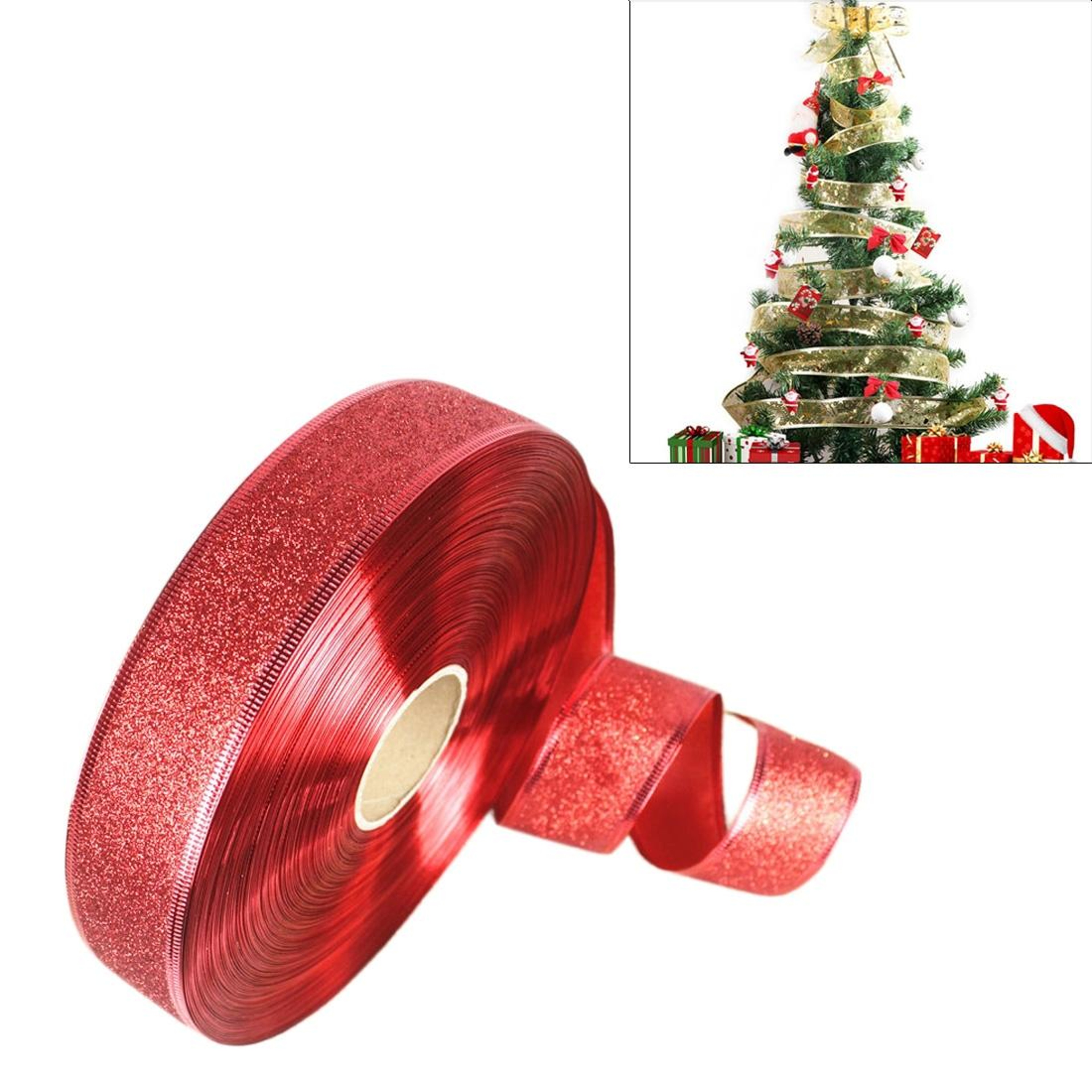 Christmas Tree Decoration Ribbon with Glitter for Holiday Party Decor – view 12