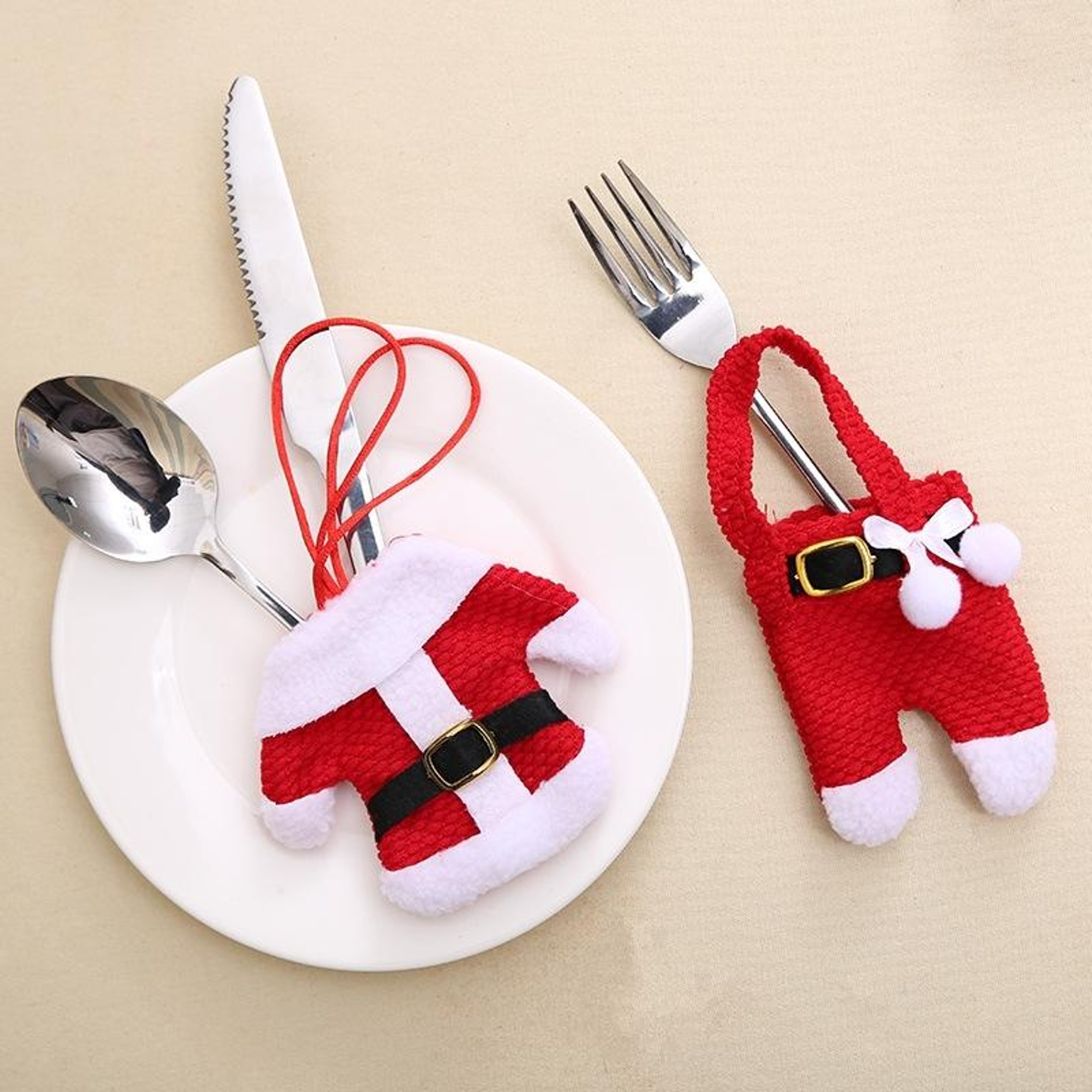Christmas Cutlery Covers Set of 2 Mini Clothes and Pants Table Decorations – view 5