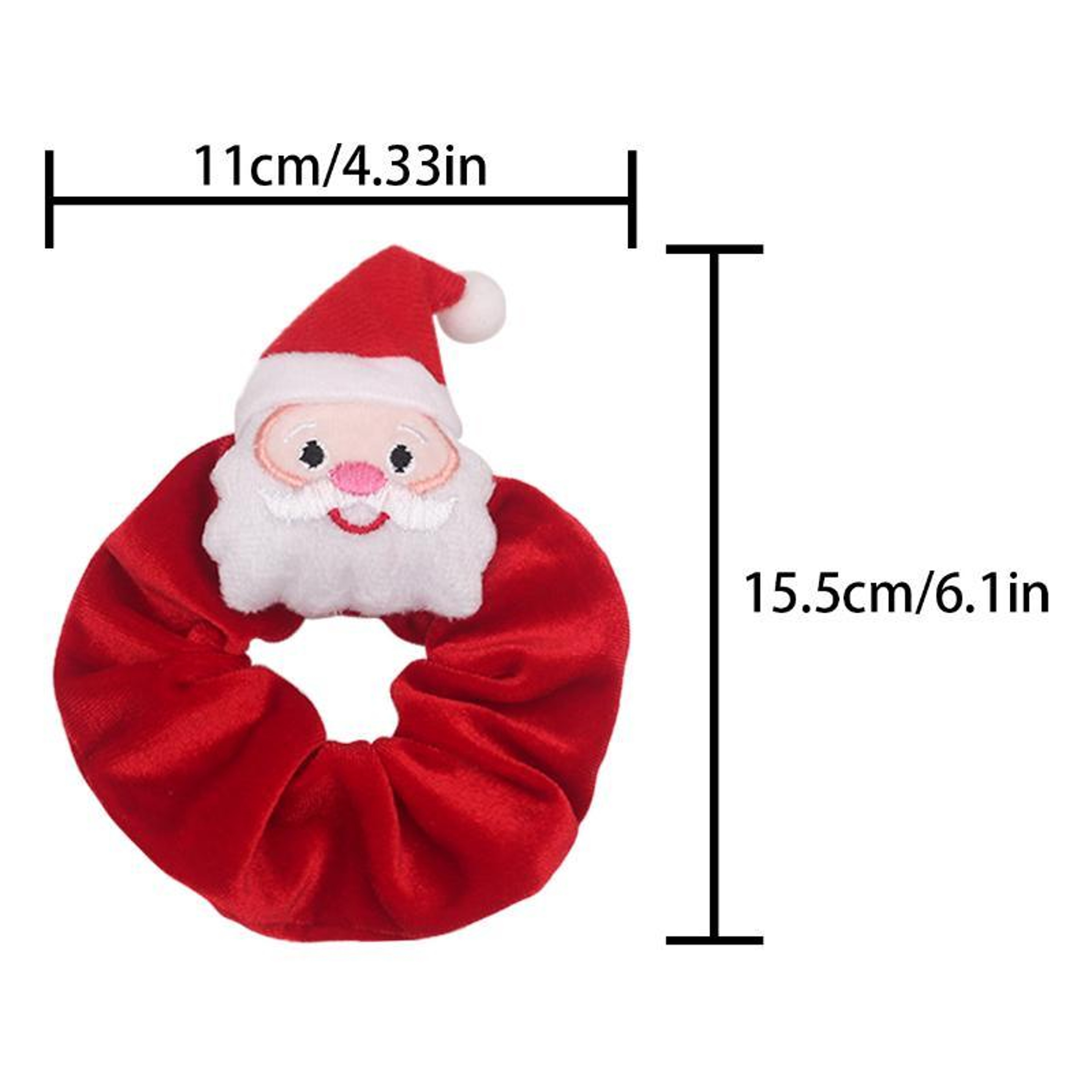 Christmas Plush Hair Scrunchies Cute Embroidered Holiday Hair Ties – view 10