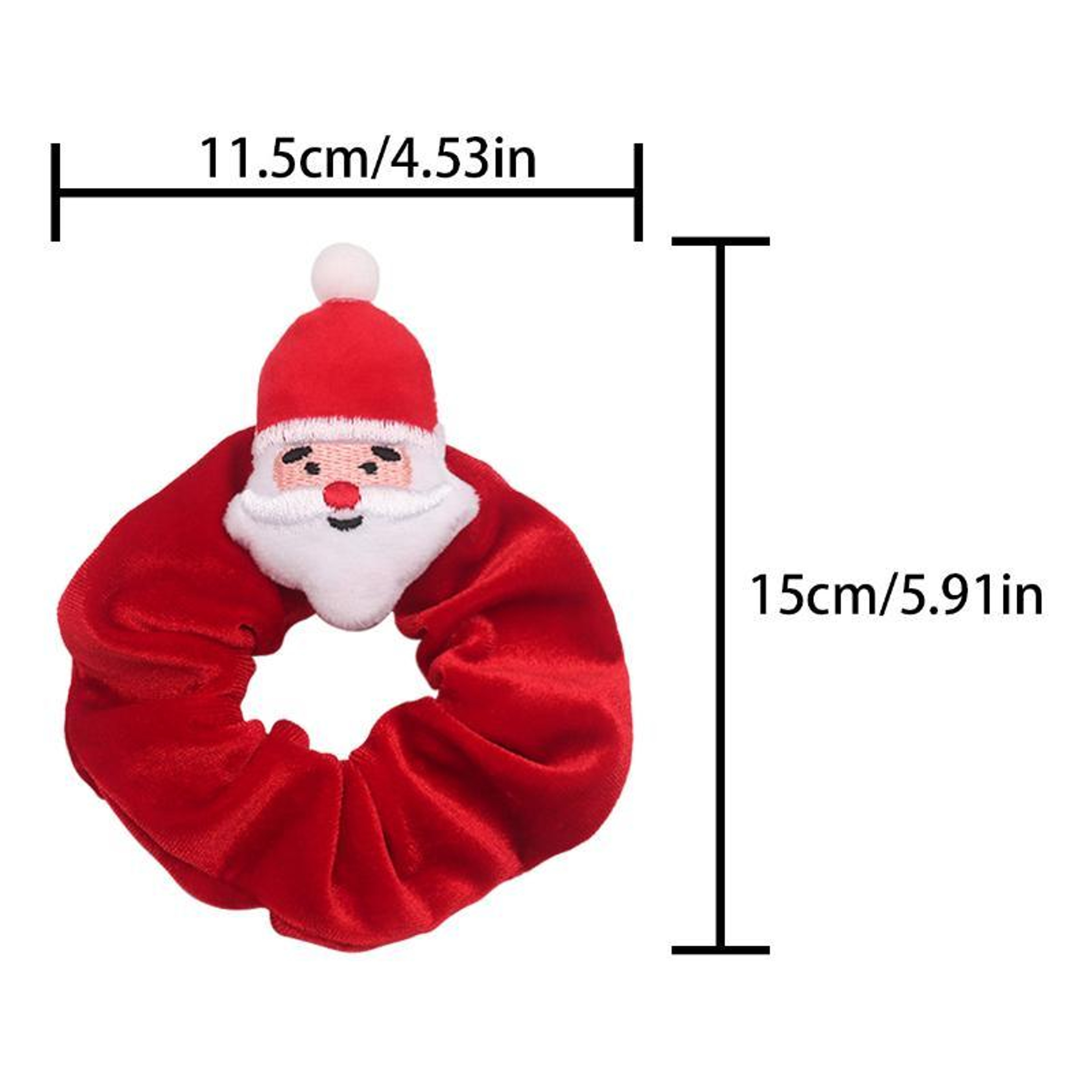 Christmas Plush Hair Scrunchies Cute Embroidered Holiday Hair Ties – view 14
