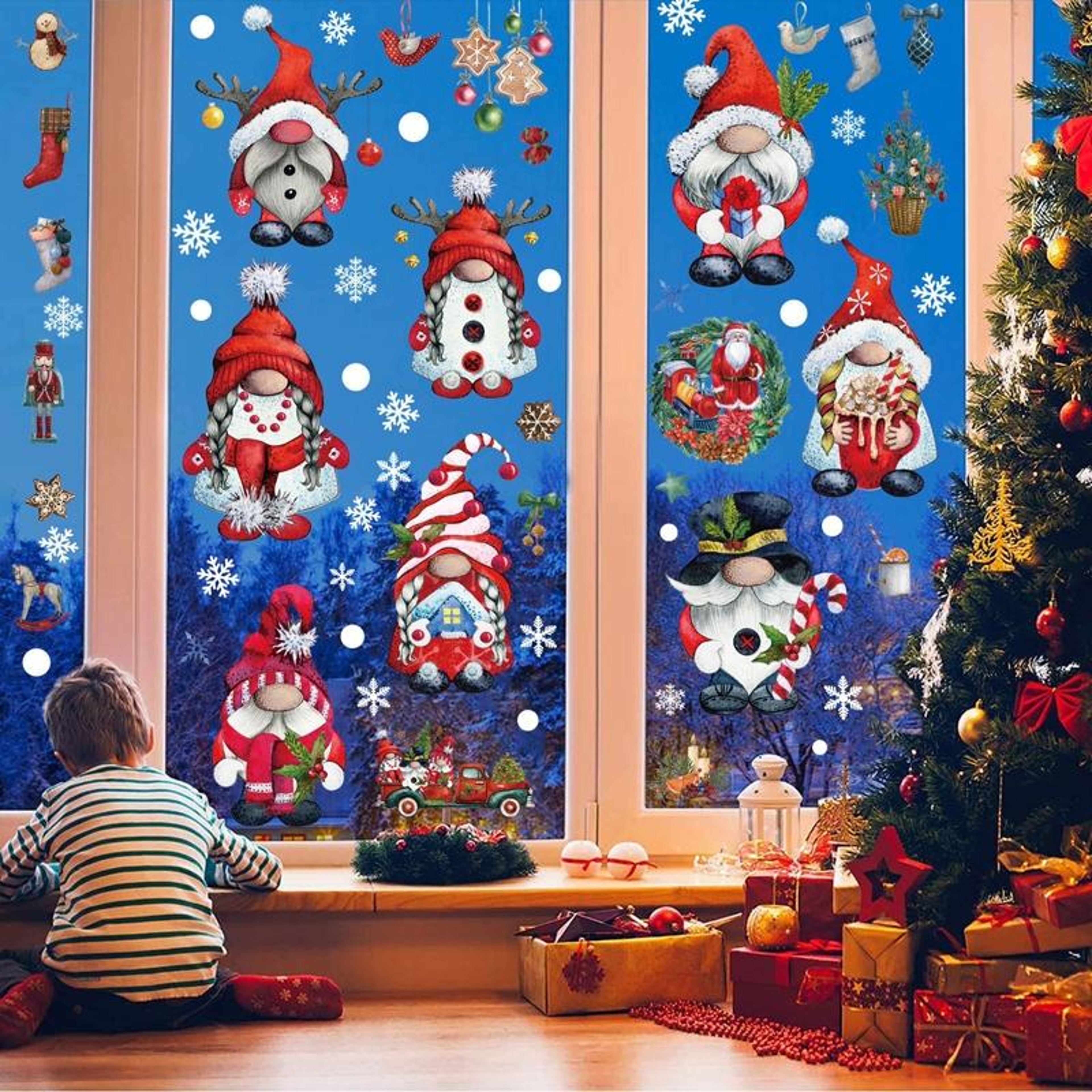 Christmas Static Cling Window Decorations Reusable Double-Sided Holiday Stickers – view 9
