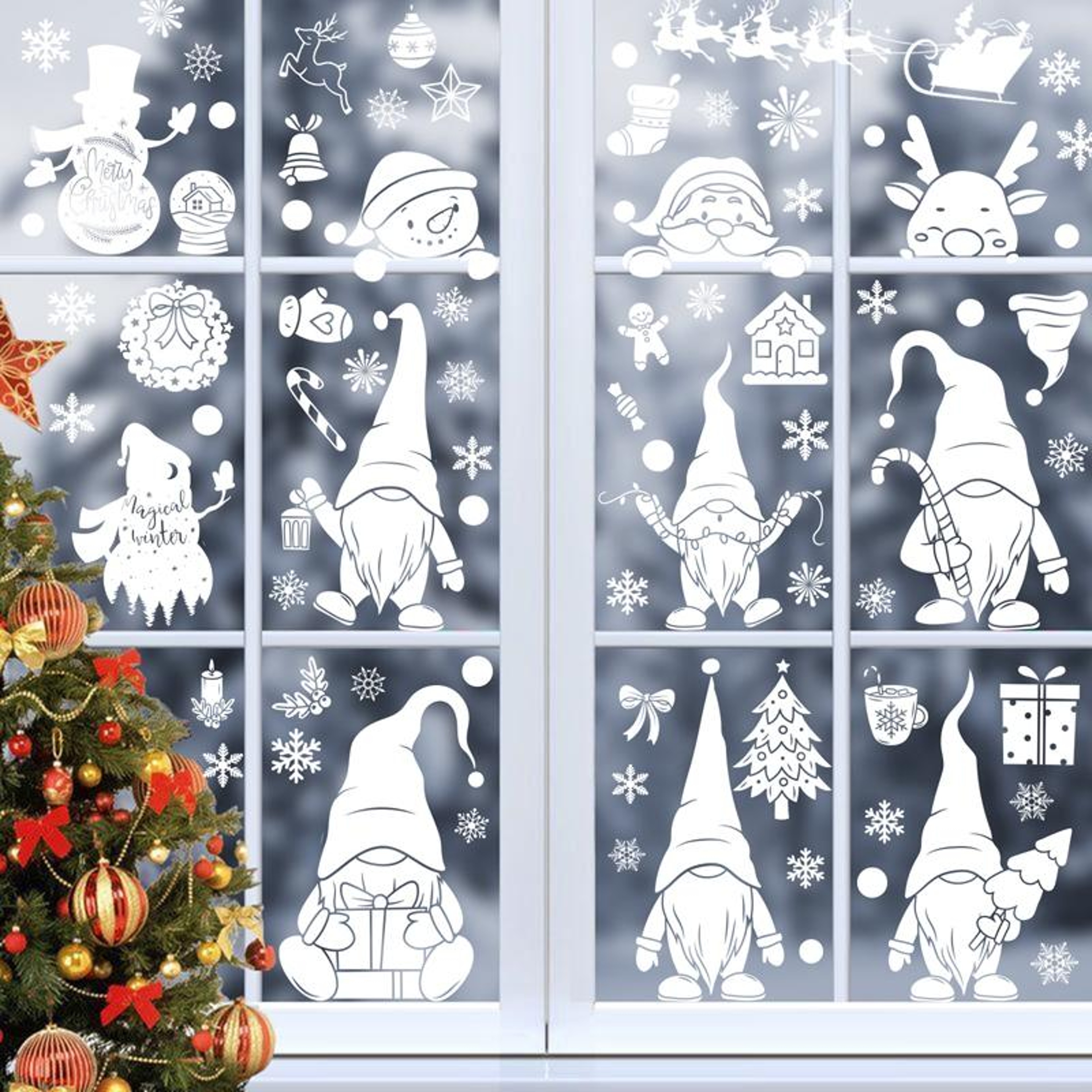 Christmas Static Cling Window Decorations Reusable Double-Sided Holiday Stickers – view 6