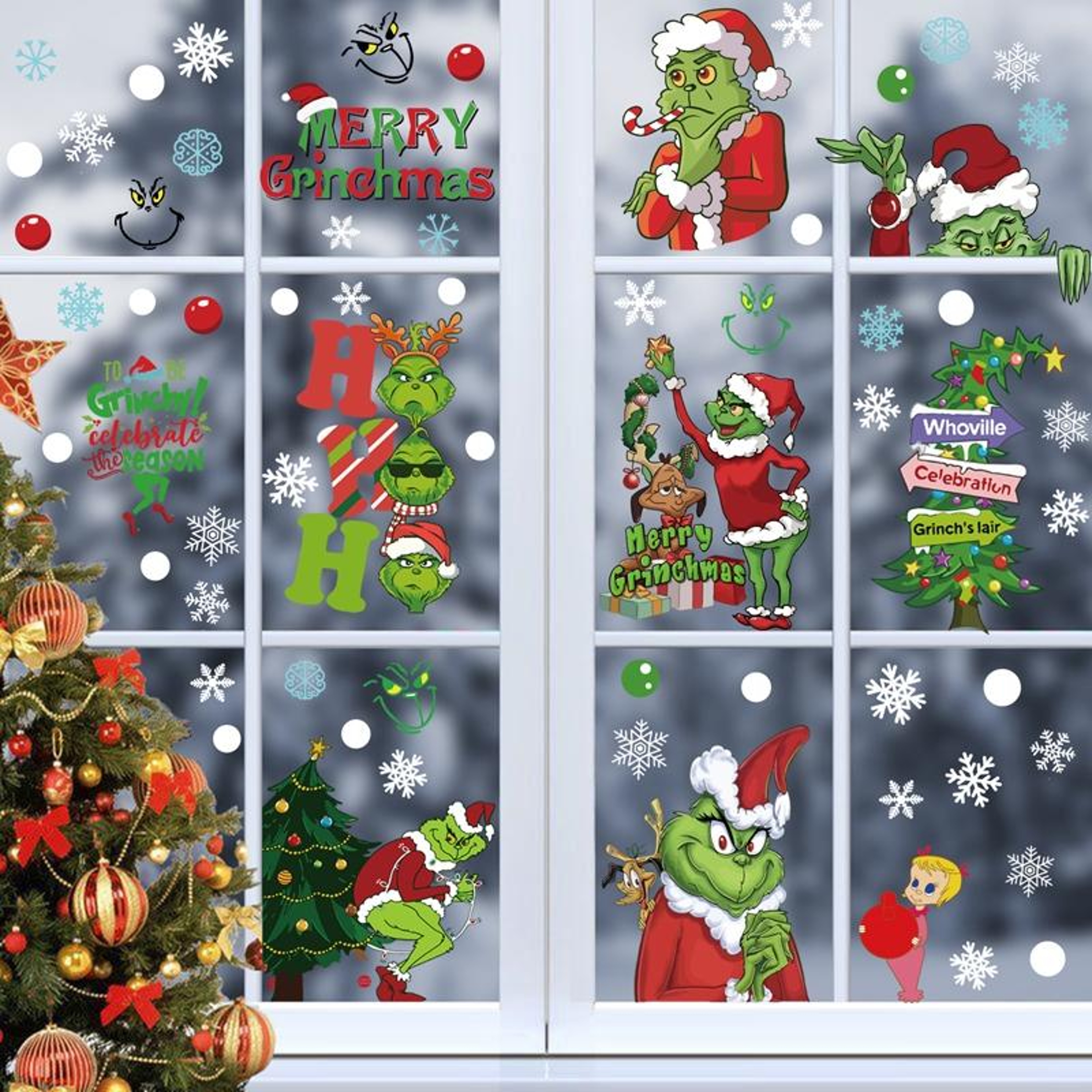 Christmas Static Cling Window Decorations Reusable Double-Sided Holiday Stickers – view 12